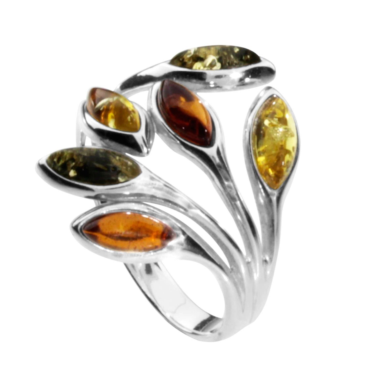 OSTSEE-SCHMUCK Silberring - Elena - Silber 925/000 - Bernstein (1-tlg)