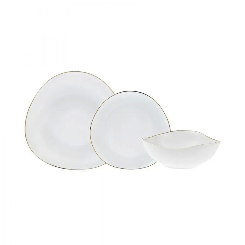 Karaca Geschirr-Set Karaca Streamline Gold 12-tlg Geschirrset, New Generation Bone, 4 Personen