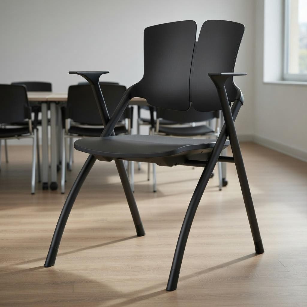 Xlmoebel Besucherstuhl Ergonomischer Seminarstuhl mit schwarzem Kunststoffgestell, Made in Europa