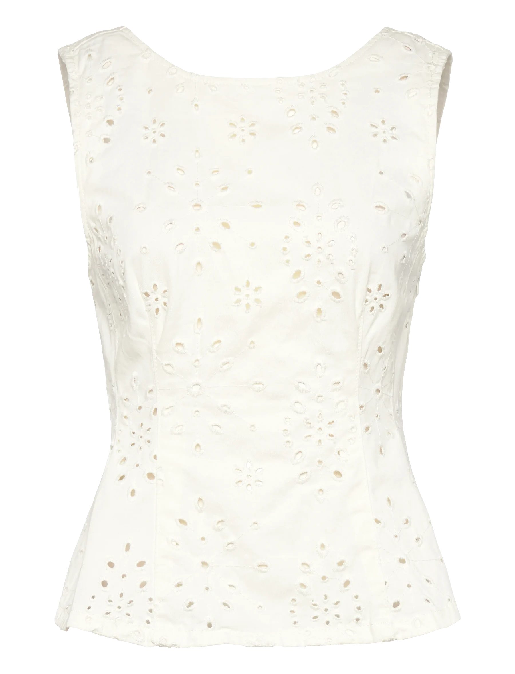 Gina Tricot Spitzentop - Ärmellose Bluse - Broderie Top mit Schößchen - Damen Top