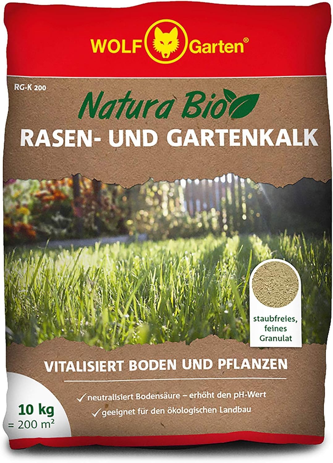 Rasendünger Saatgut Natura Bio-Rasen Gartenkalk 200 m² weiss 40 x 30 x 6 cm