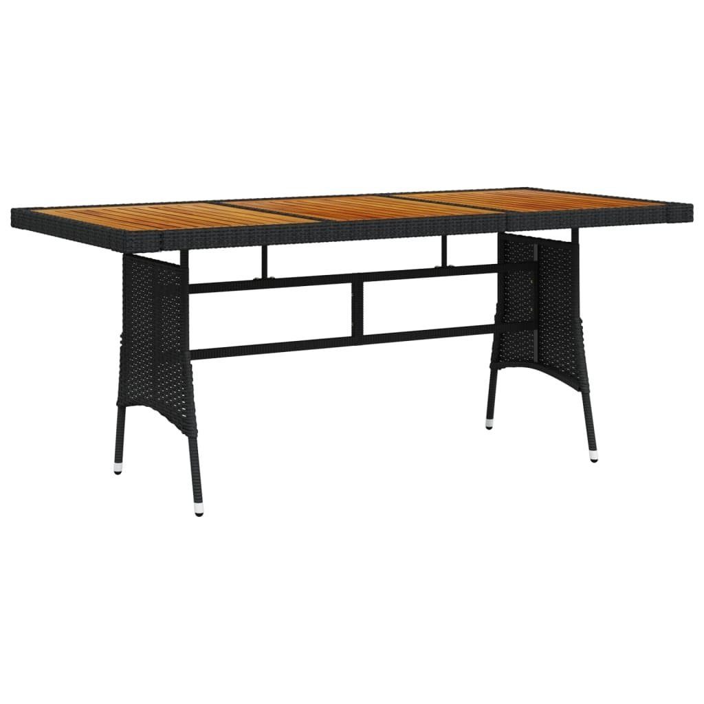 möbelando Gartentisch 3013046 (LxBxH: 160x70x72 cm), aus Rattan mit Massivholzplatte in Schwarz | Tische