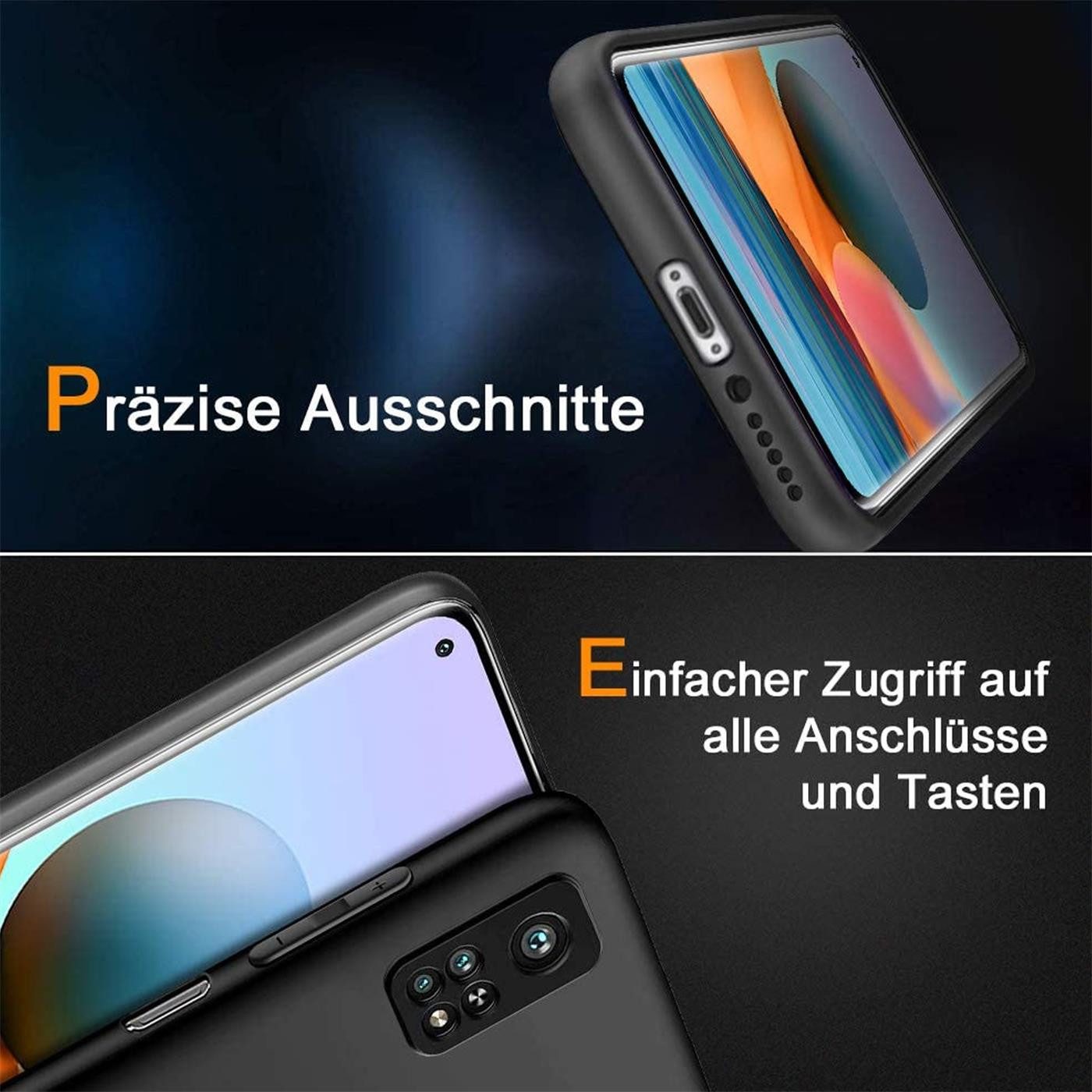 CoolGadget Handyhülle Schwarz als 2in1 Schutz Cover Set für das Xiaomi Mi 10T / Mi 10T Pro 6,67 Zoll, 2x Glas Display Schutz Folie + 1x Case Hülle für Mi 10T Mi 10T Pro