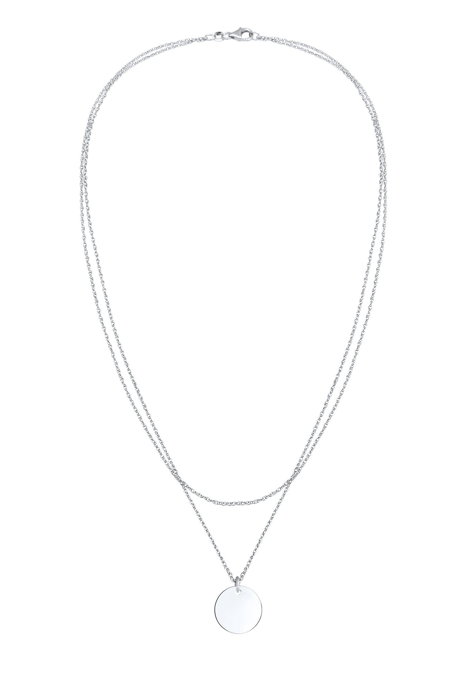 Elli Gliederkette Layering Plättchen Kreis Geo 925 Silber