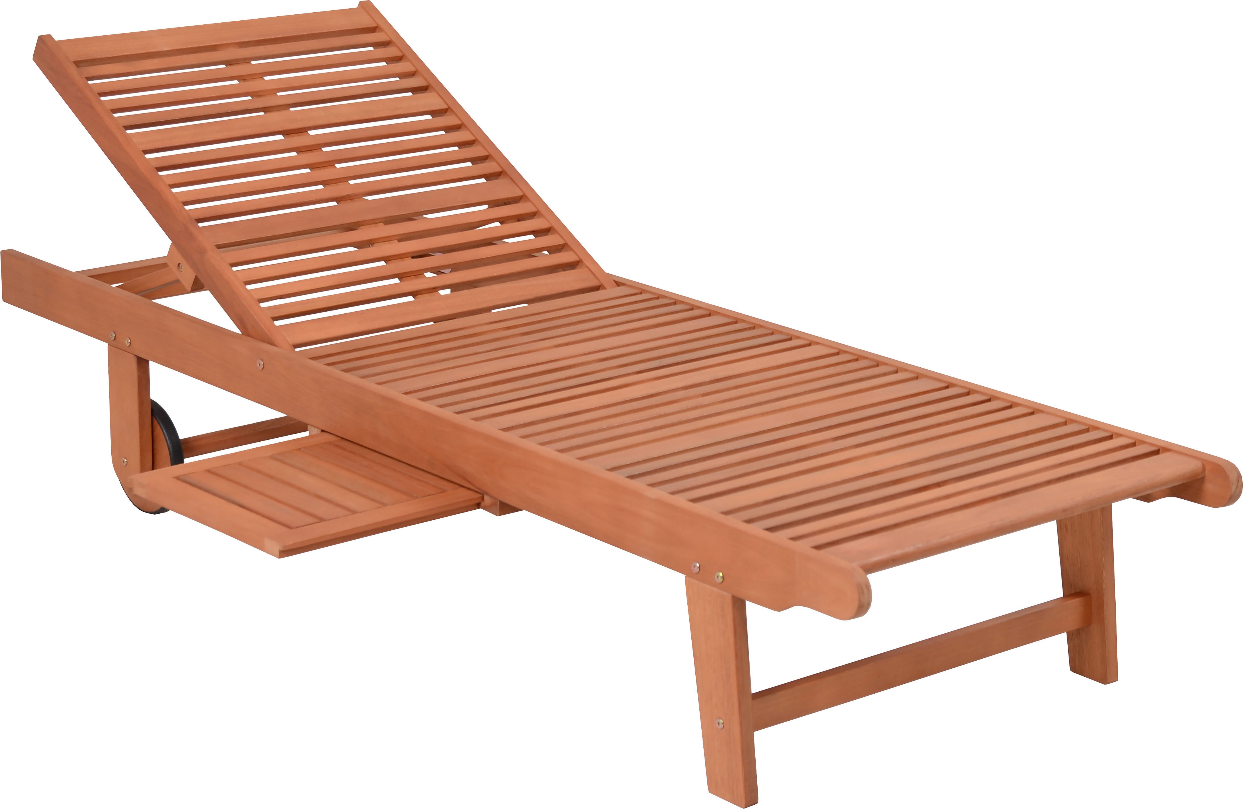 Garden Pleasure Gartenliege Sonnenliege »SAN DIEGO«, beige, ausziehbarer Tisch, inkl. Auflage, Eukalyptusholz, verstellbare Rückenlehne, L: 183 cm