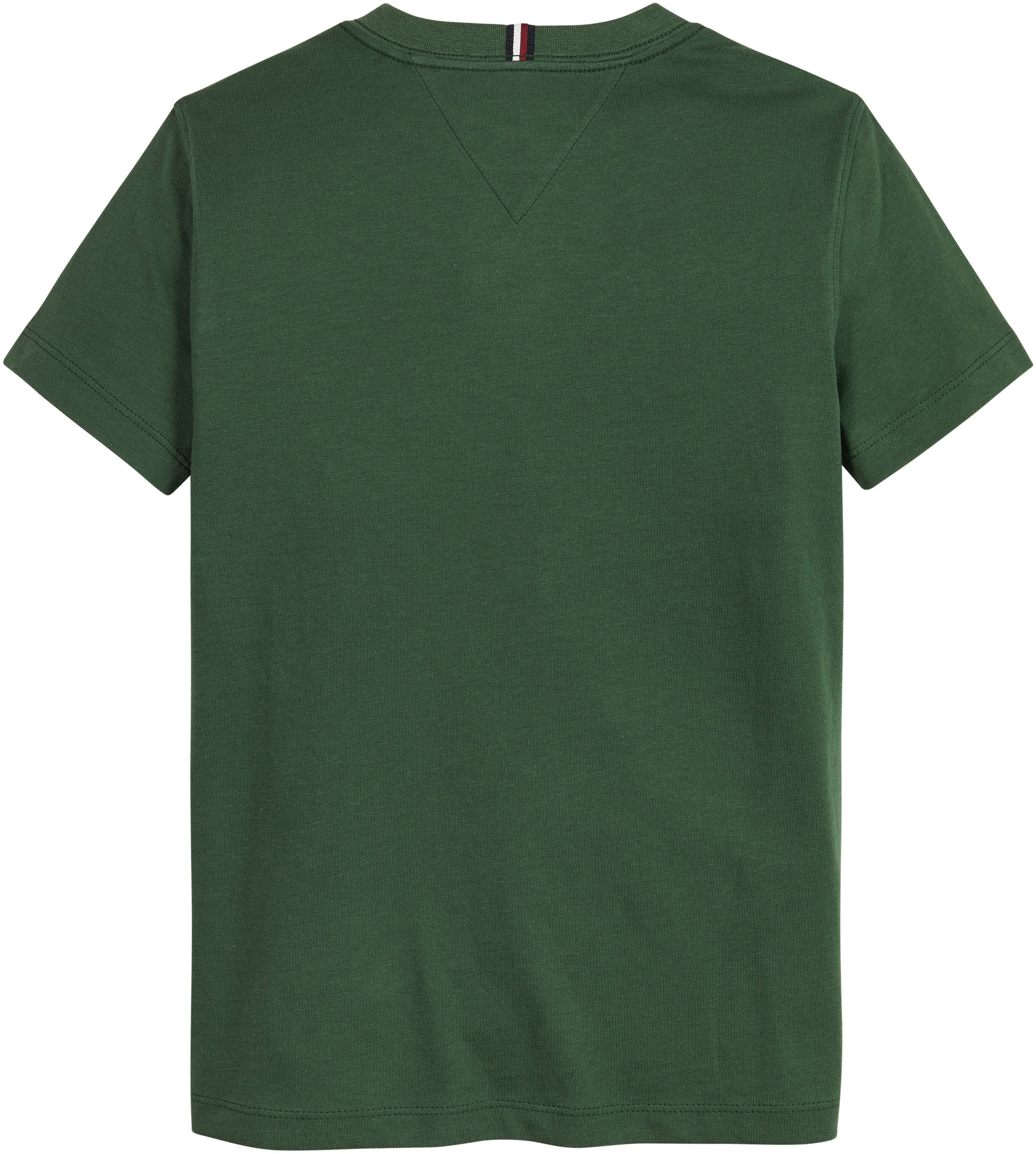 Tommy Hilfiger T-Shirt ESSENTIAL COTTON Druckknöpfen TEE Ausschnitt Green am mit Collegiate