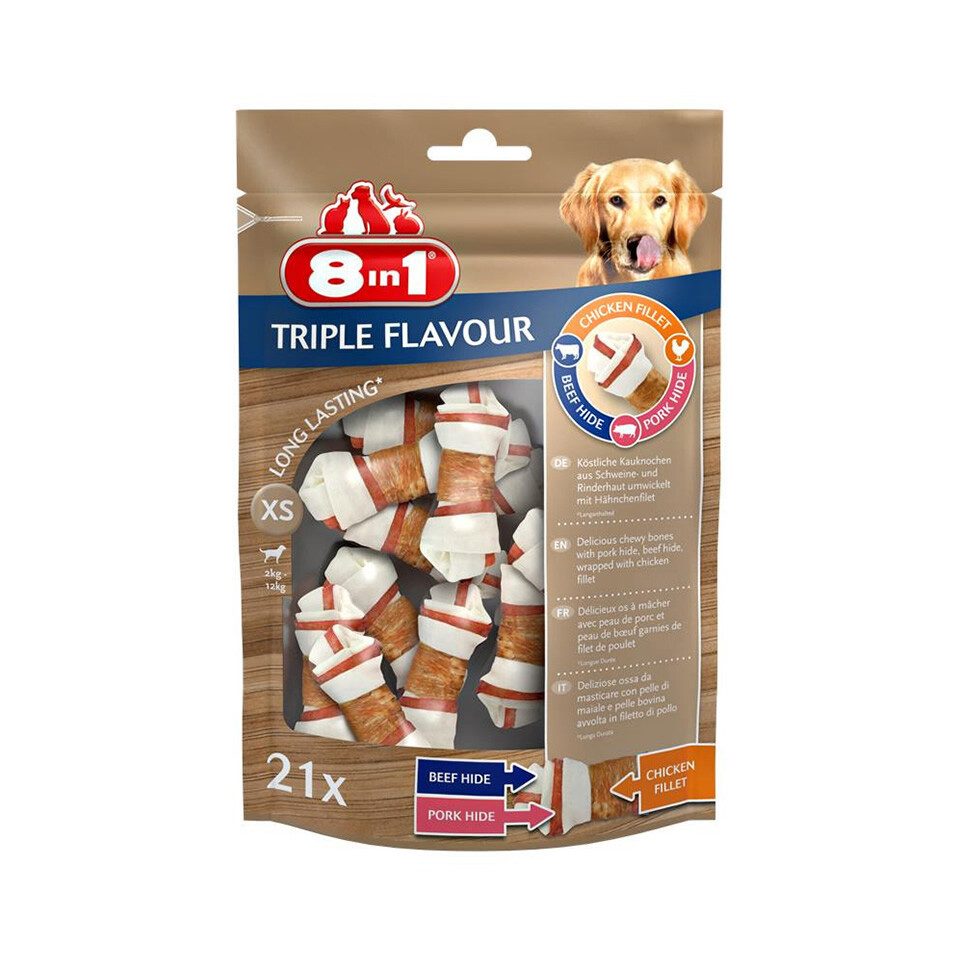 8in1 Triple Flavour XS - 21er Pack, Snack für: Hund