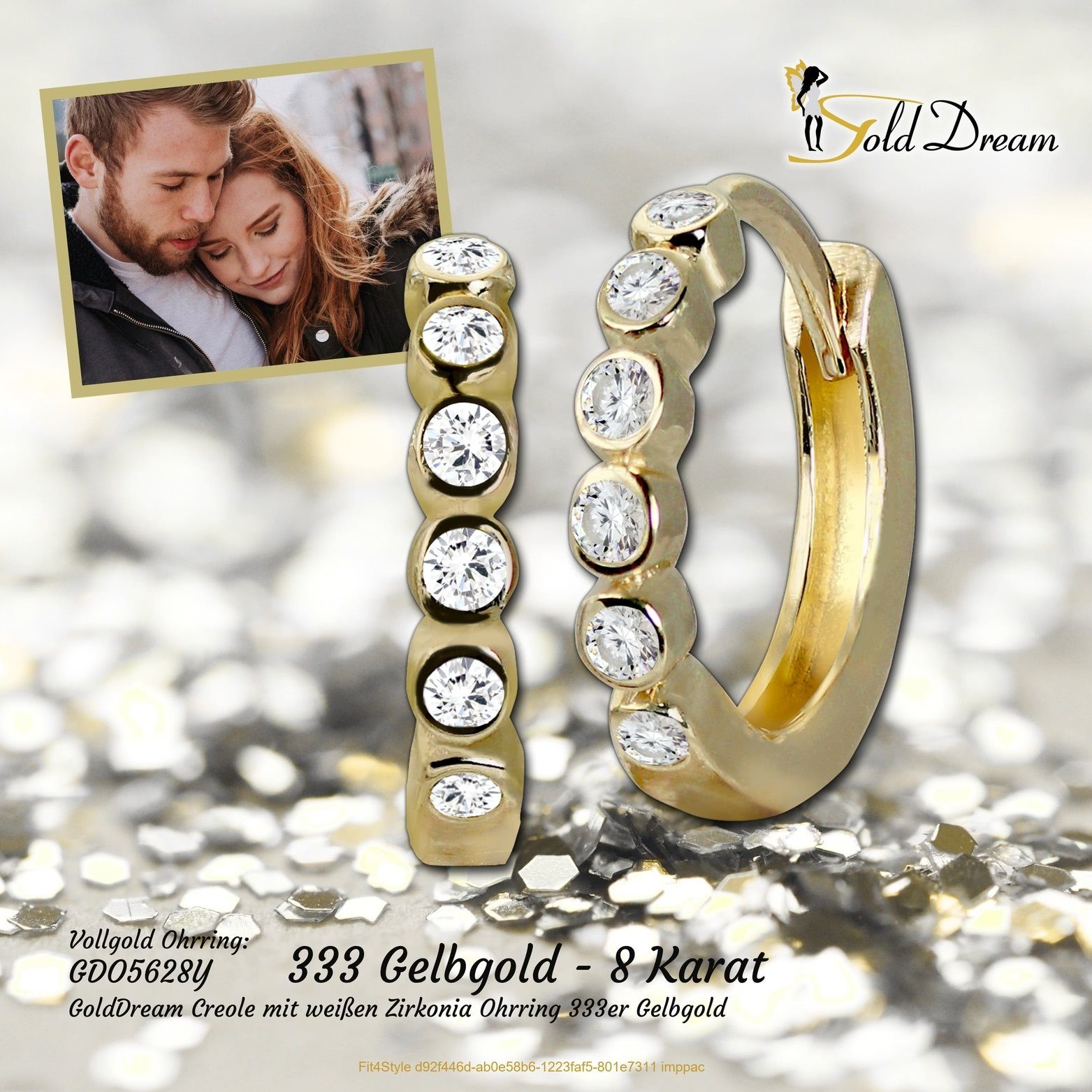 GoldDream Paar Creolen GoldDream Damenschmuck Gold Ohrringe CZ (Creole), Da günstig online kaufen