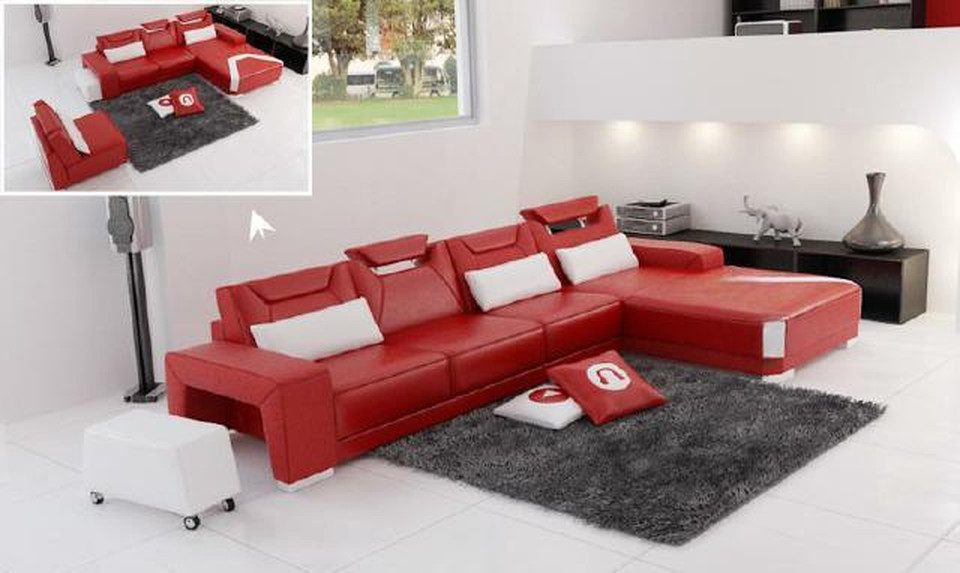 JVmoebel Ecksofa Wohnlandschaft PH739B aus hochwertigem Leder in modernem Design, Made in Europa