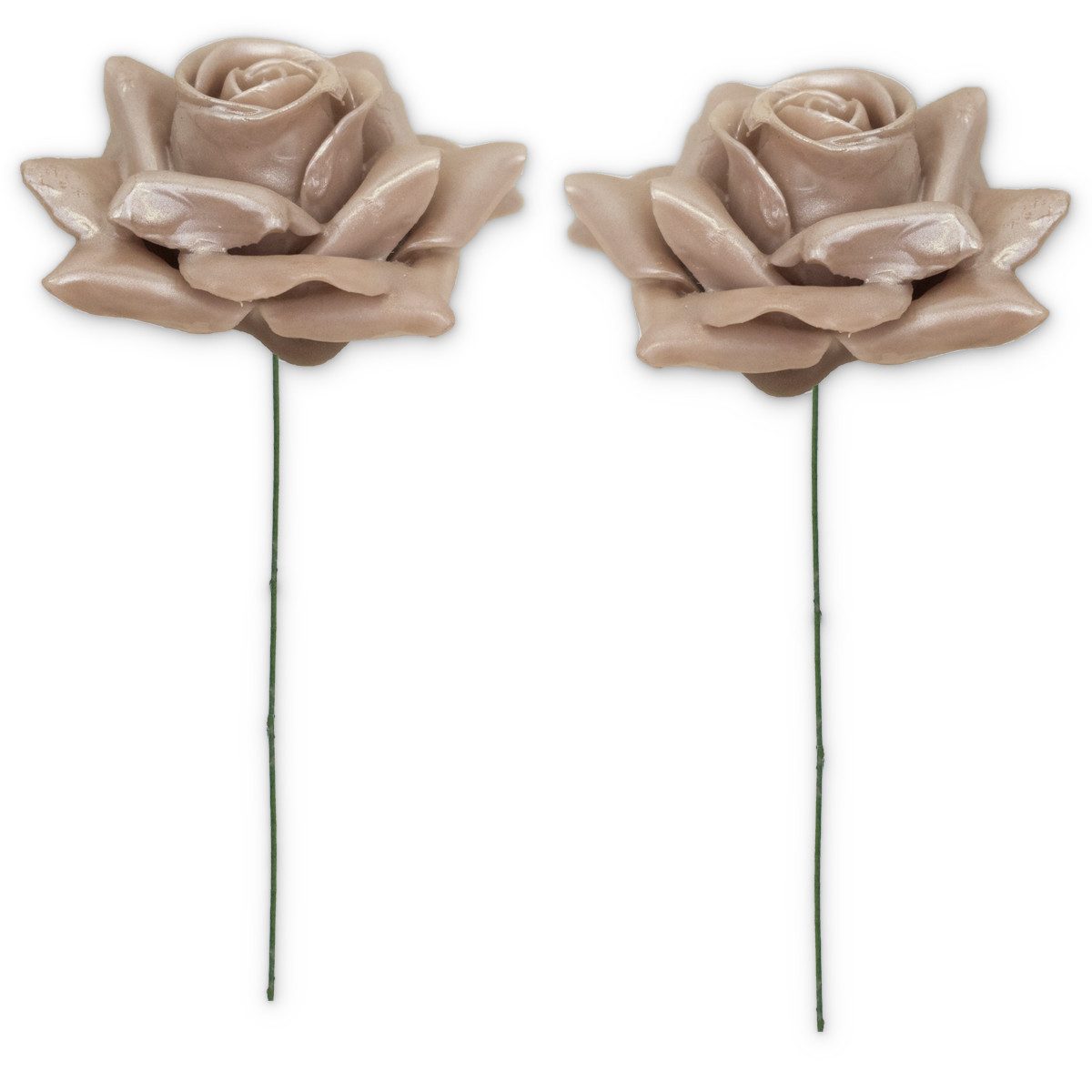 Kunstblume Wachsrosen mit Stiel als Kunstrosen Rosen-Blüten in perlmutt Ros günstig online kaufen