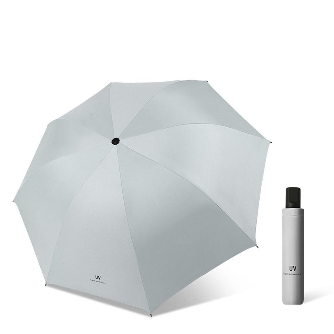 YOOdy~ Taschenregenschirm Mini Regenschirm Taschenschirme Sonnenschutz vor Sonne und Regen Grau