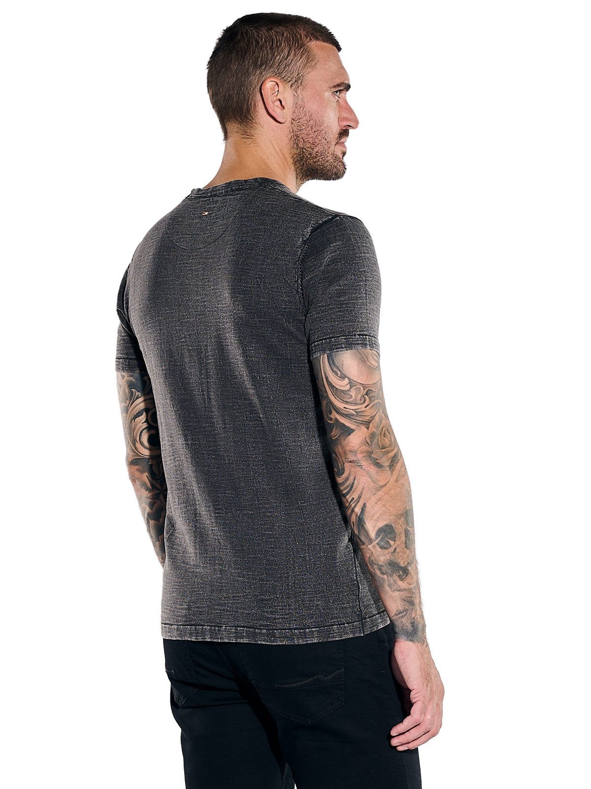 emilio adani T-Shirt Herren T-Shirt mit Wascheffekt, Anthrazit