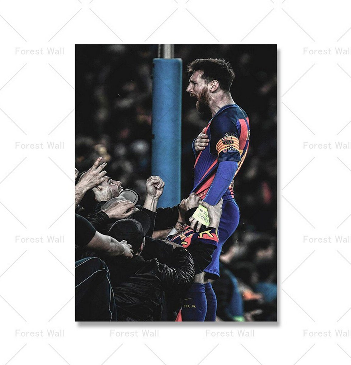 TPFLiving Kunstdruck (OHNE RAHMEN) Poster - Leinwand - Wandbild, Berühmte Fußballspieler - Lionel Messi (Leinwand Wohnzimmer, Leinwand Bilder, Kunstdruck), Leinwandbild bunt - Größe 13x18cm