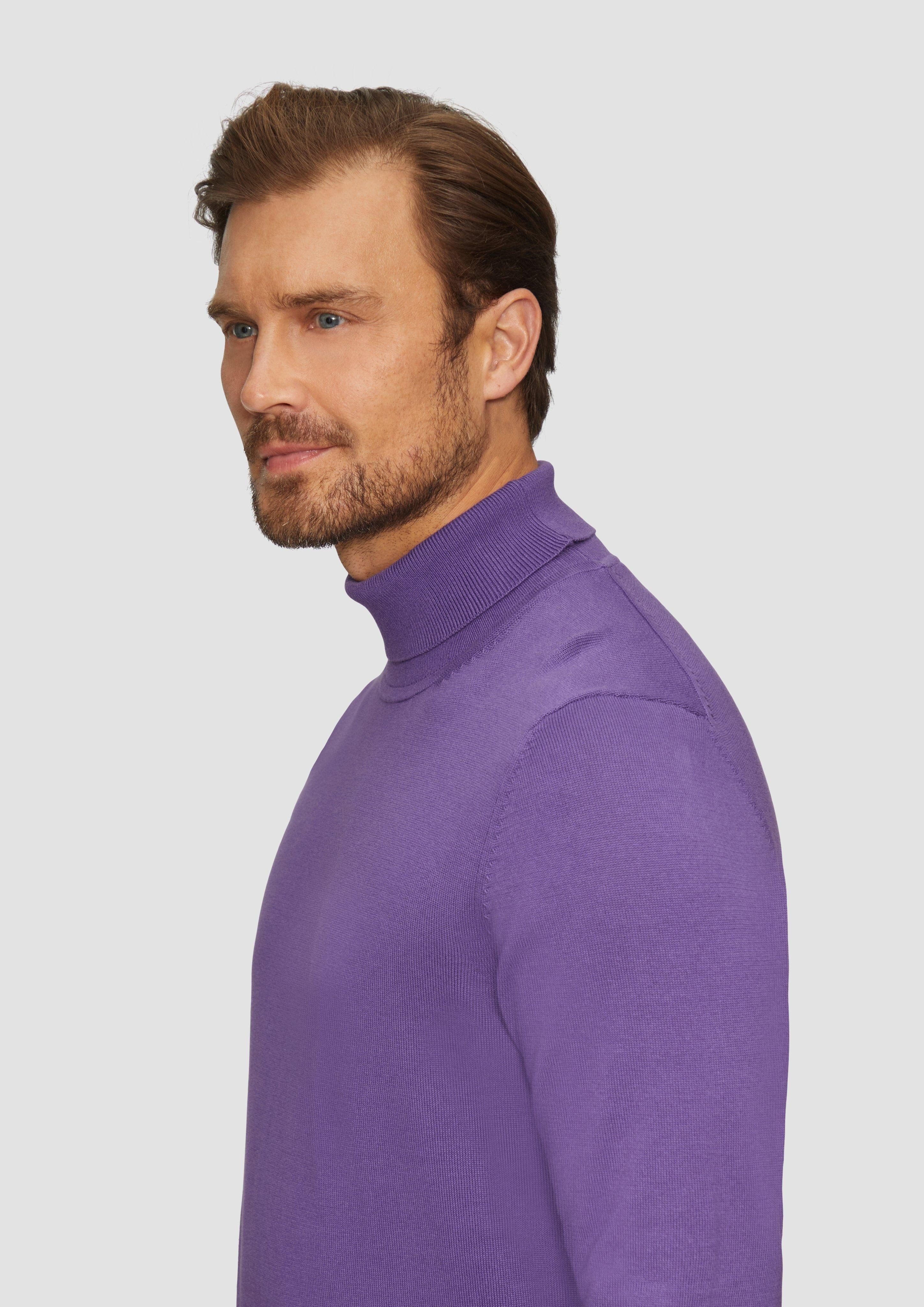 s.Oliver Strickpullover Rollkragenpullover aus Baumwolle Logo günstig online kaufen