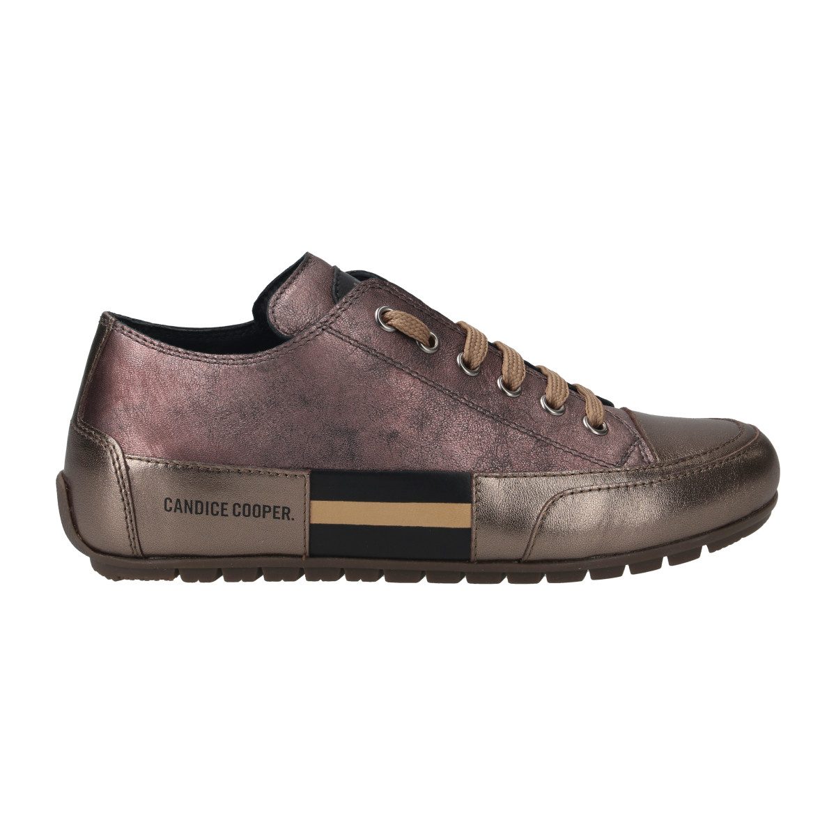 Candice Cooper Sneakers Rock Patch In Pelle - Argento, Suola Gomma, Tacco Sportivo - Taglia 34