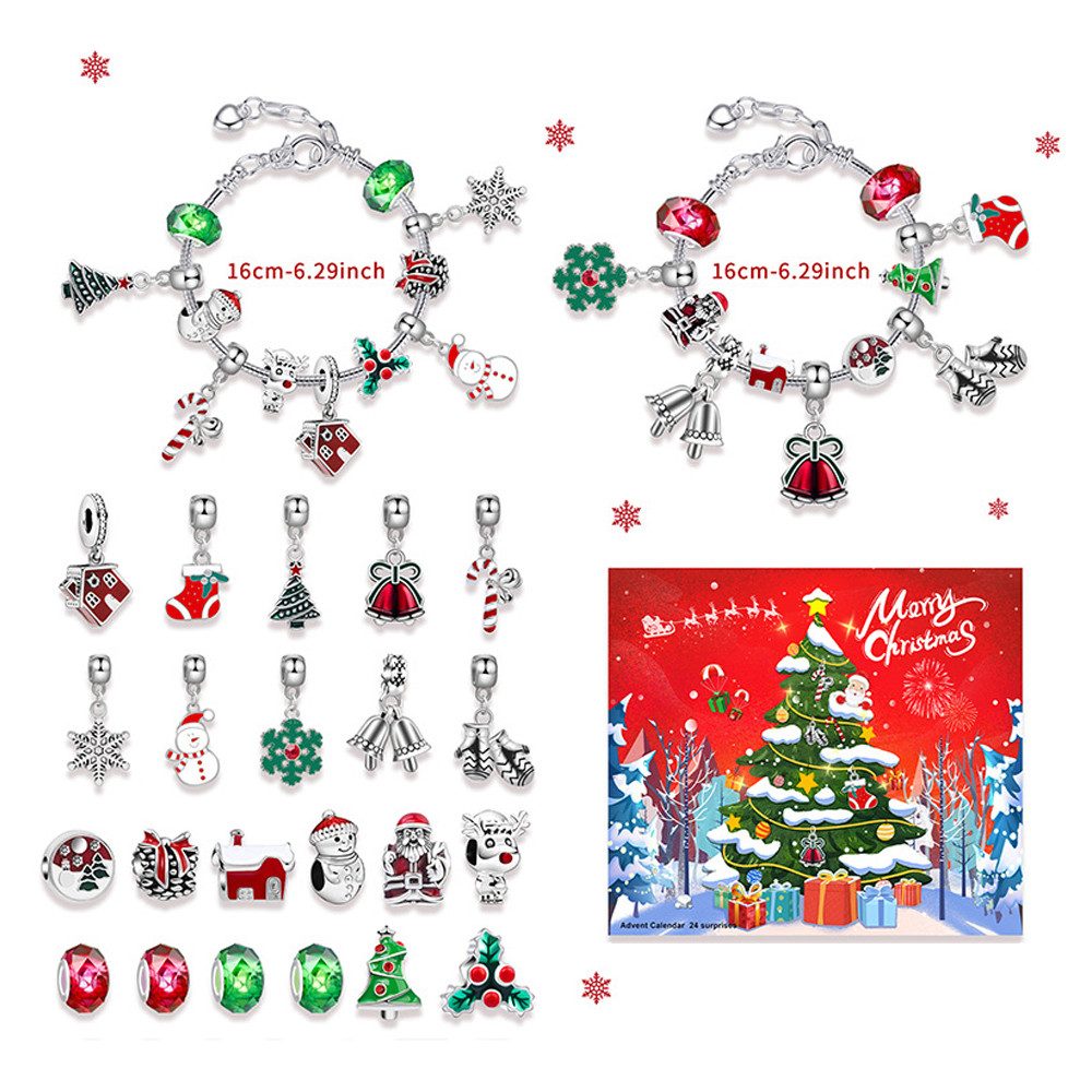 CLTYQ Schmuck-Adventskalender Adventskalender Mädchen Schmuck 2026, Weihnachtskalender Geschenk, für Kinder Teenager Frauen, 24 Füllung Adventskalender Schmuck Basteln