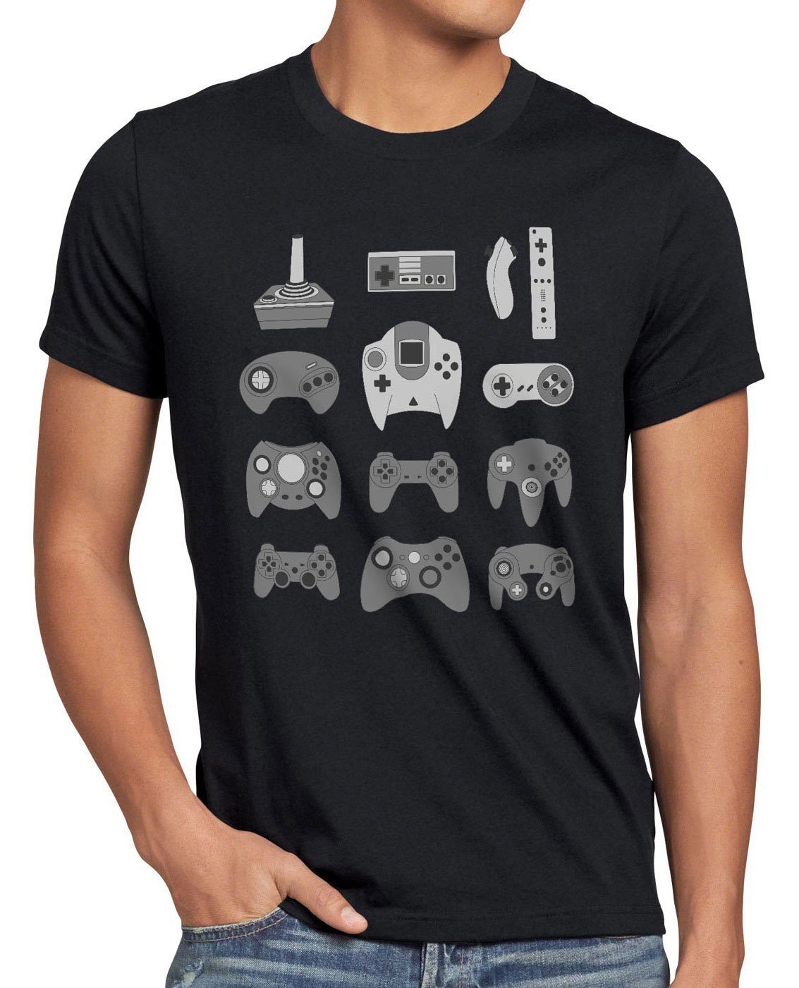 style3 Print-Shirt Herren T-Shirt Gamer super nintendo kart nes snes zelda mario sega sonic wii switch ps4 schwarz