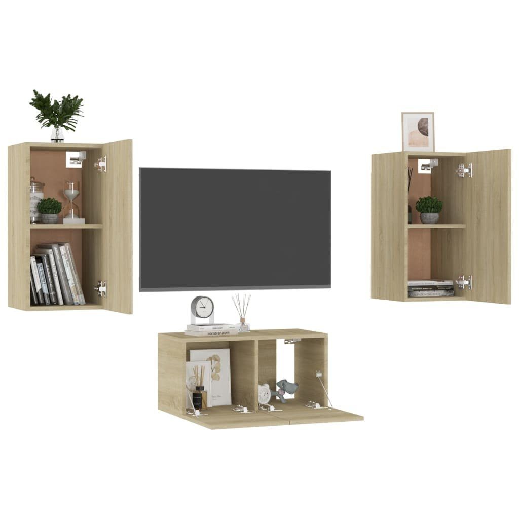 vidaXL Holzwerkstoff (3-St) Sonoma-Eiche TV-Schrank-Set TV-Schrank 3-tlg. Sonoma Eiche