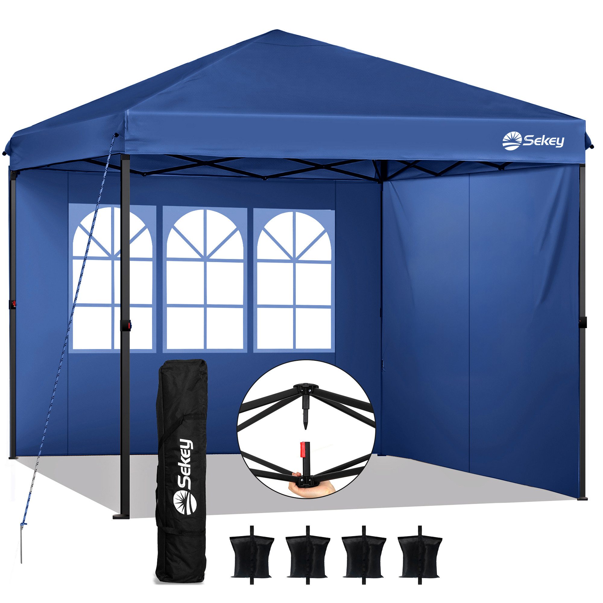 Sekey Faltpavillon 300x300 cm Pop Up Pavillon mit 2 Seitenwänden wasserdich günstig online kaufen