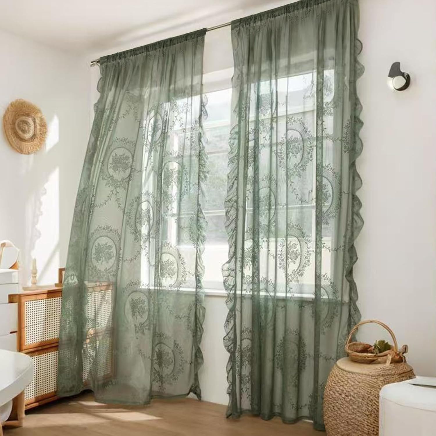 Agger Gardine 2 Stück Spitzengardinen Gardinen Vintage-Fensterbehandlung – Bild 3 von 5