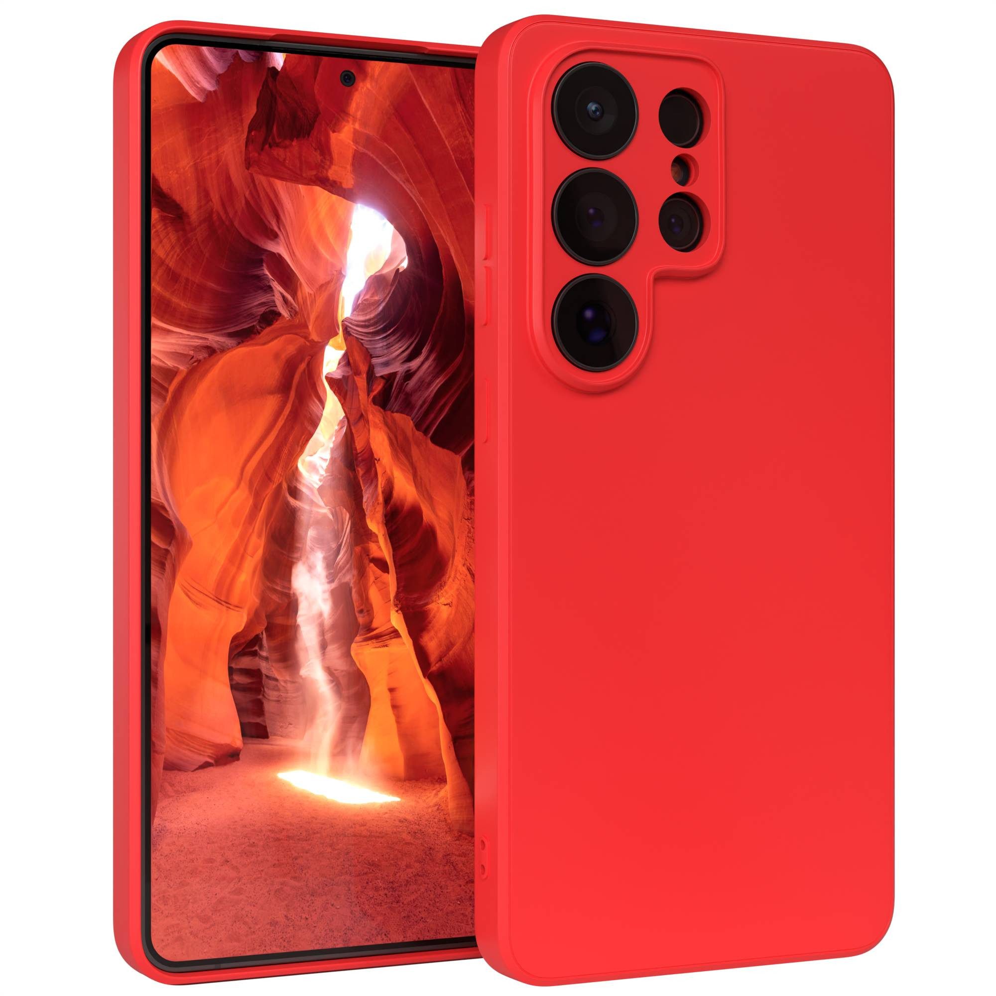 EAZY CASE Handyhülle TPU Hülle für Samsung Galaxy S26 Ultra 6,9 Zoll, Silikon Schutzhülle mit Kameraschutz stoßfest Handycover elastisch Rot