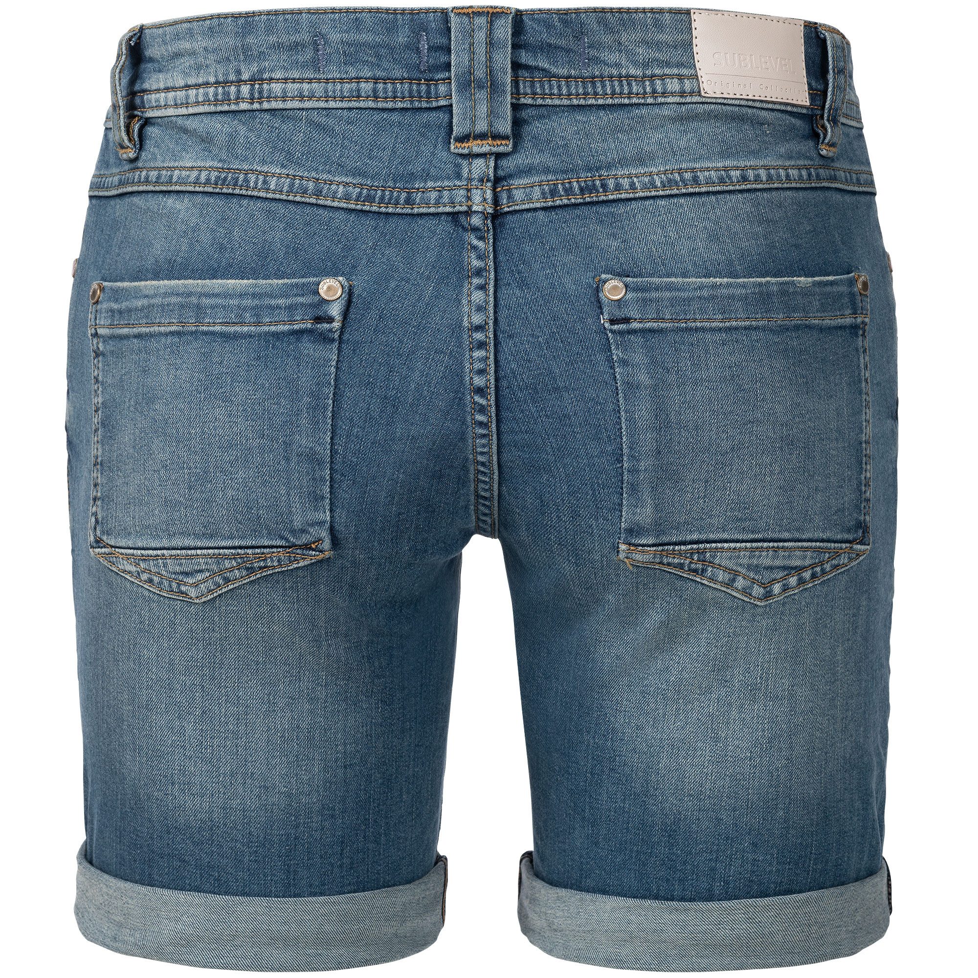 SUBLEVEL Shorts Damen Bermudas kurze Hose Baumwolle Jeans Sommer Chino Stoff Dehnbar Stretch Baumwolle