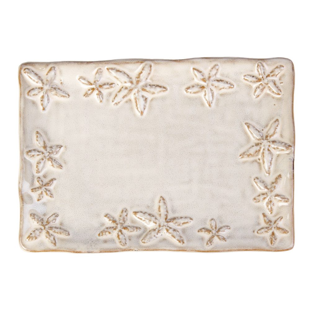 MICA Dekoteller Dekoteller rechteckig - Seestern - grau - ca. 22,5 x 8 x 16 cm