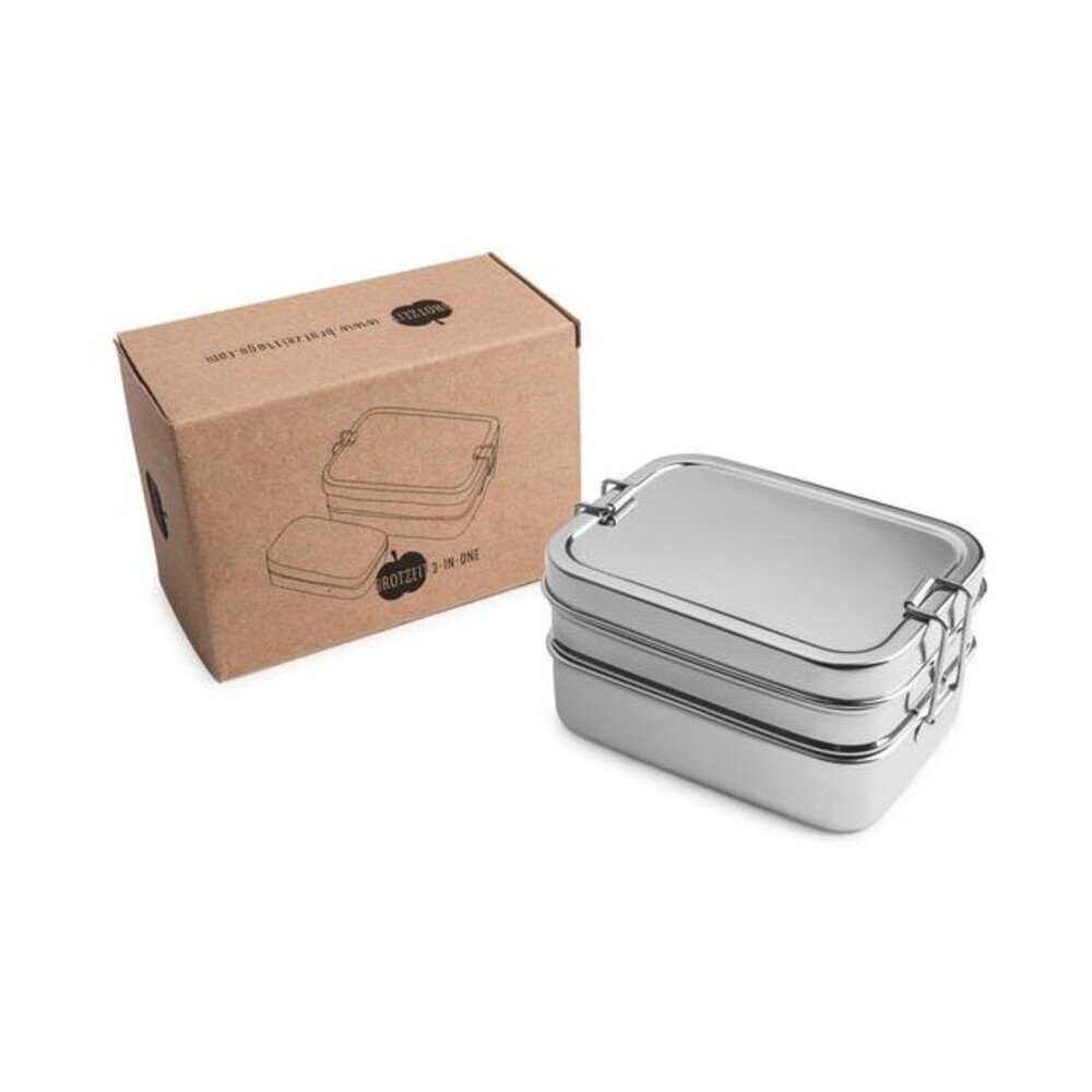 Brotzeit Lunchbox Lunchbox-Set 3in1 3-tlg. edelstahl, BPA frei, Edelstahl 18-10, (Set, 3-tlg), Lunchbox-Set, 3-tlg., 14,50cm, BPA frei