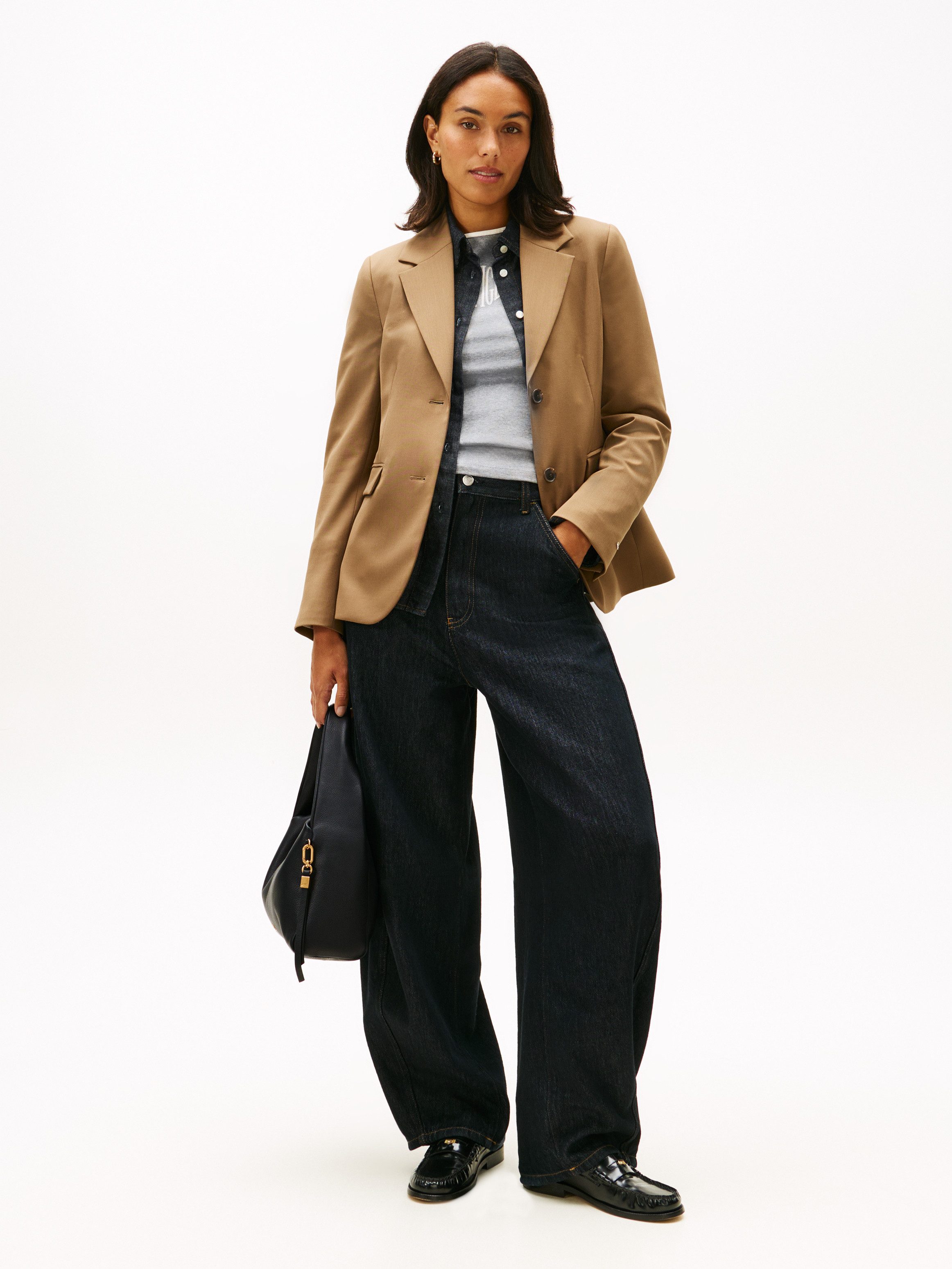 Tommy Hilfiger Hobo CITY LEATHER SHOULDER BAG, Damen Tragetasche, Schultertasche mit Logoschriftzug