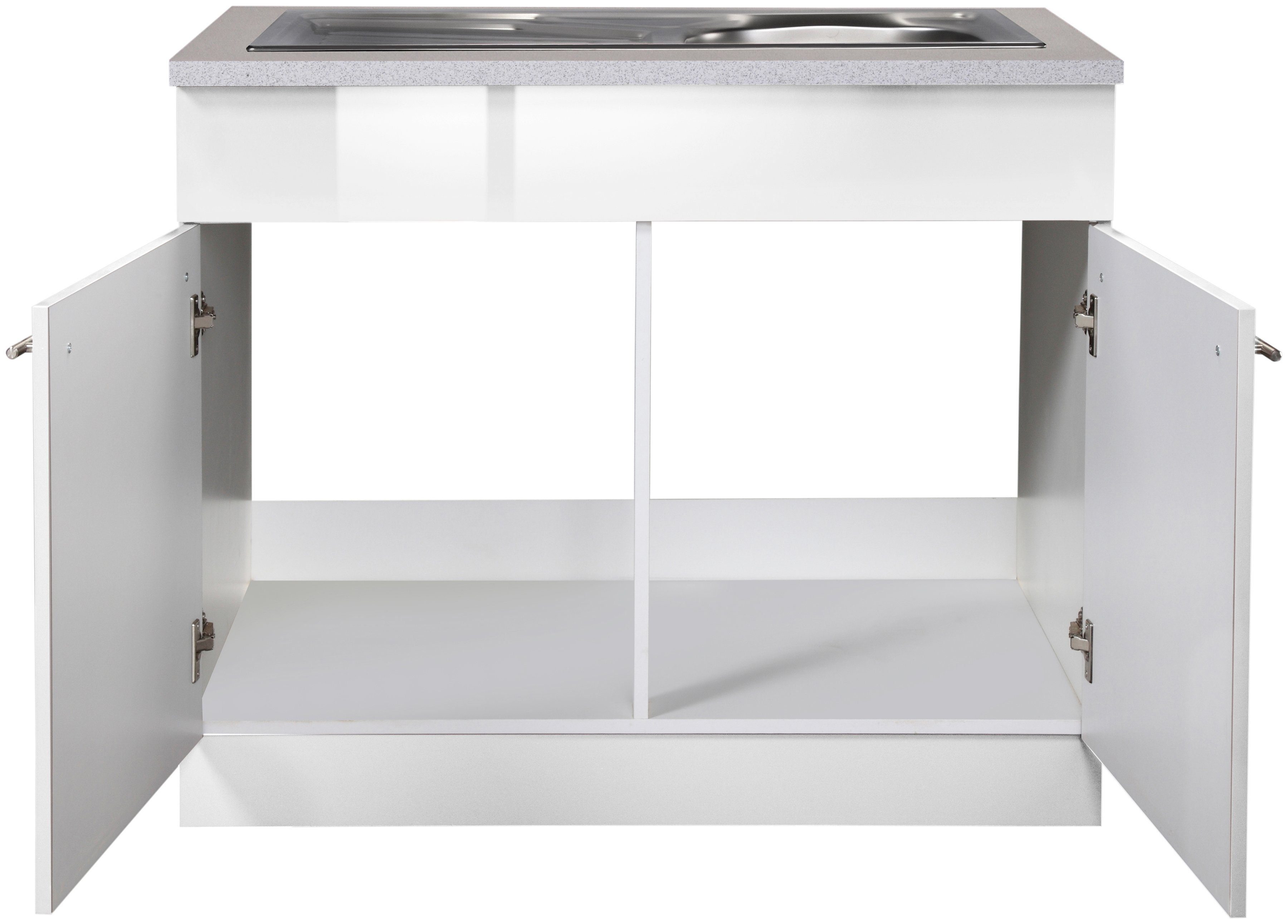 wiho Küchen Spülenschrank Chicago 100 cm breit, inkl. Einbauspüle aus Edelstahl – Bild 3 von 5