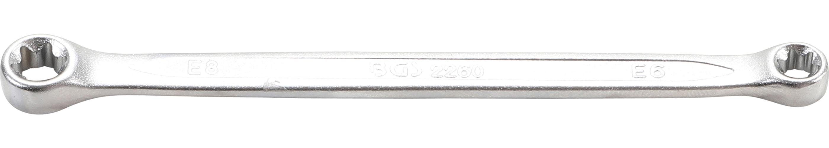 BGS technic Bit-Schraubendreher Doppel-Ringschlüssel mit E-Profil-Ringköpfen, SW E6 x E8