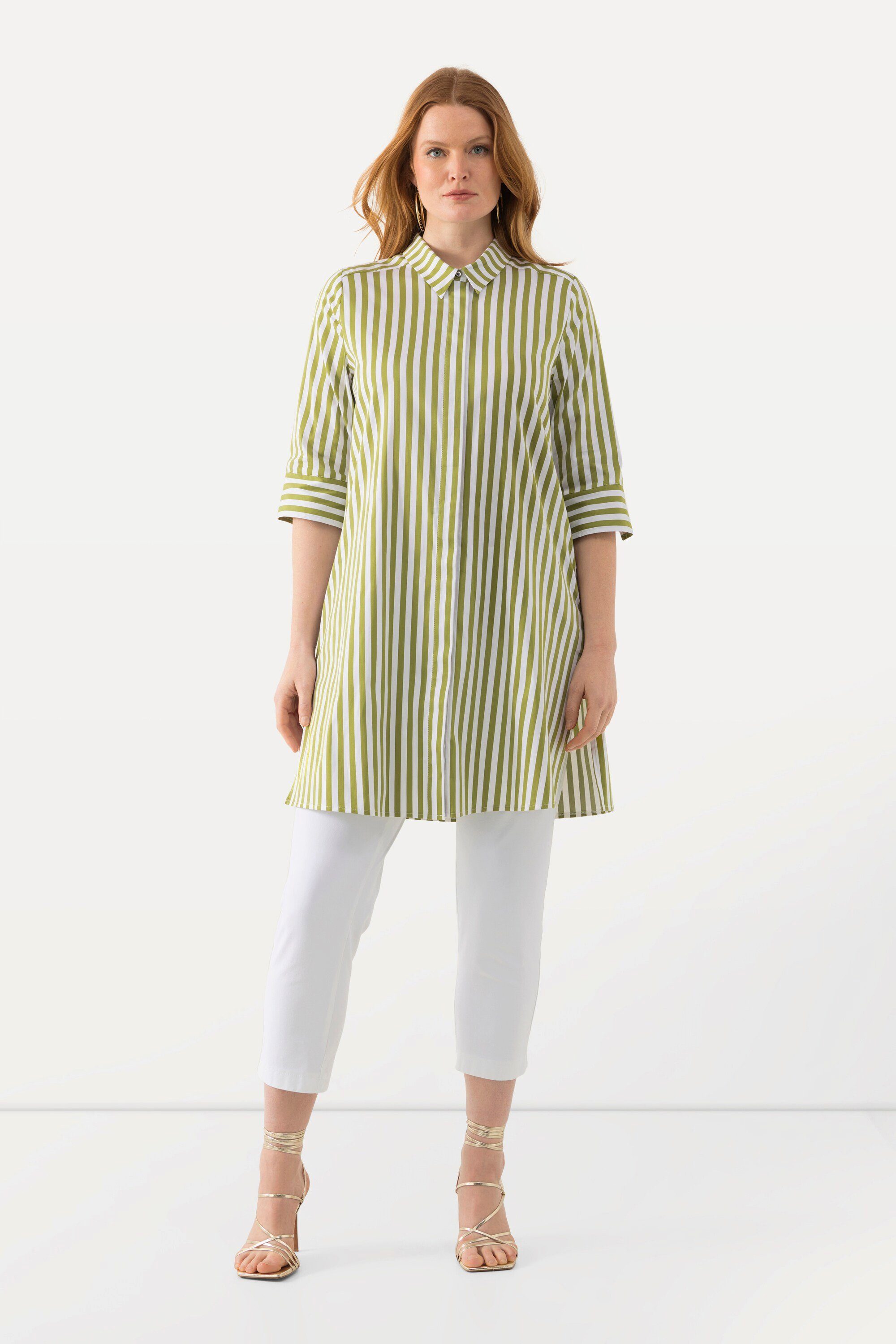 Ulla Popken Longbluse Longbluse Streifen A-Linie günstig online kaufen