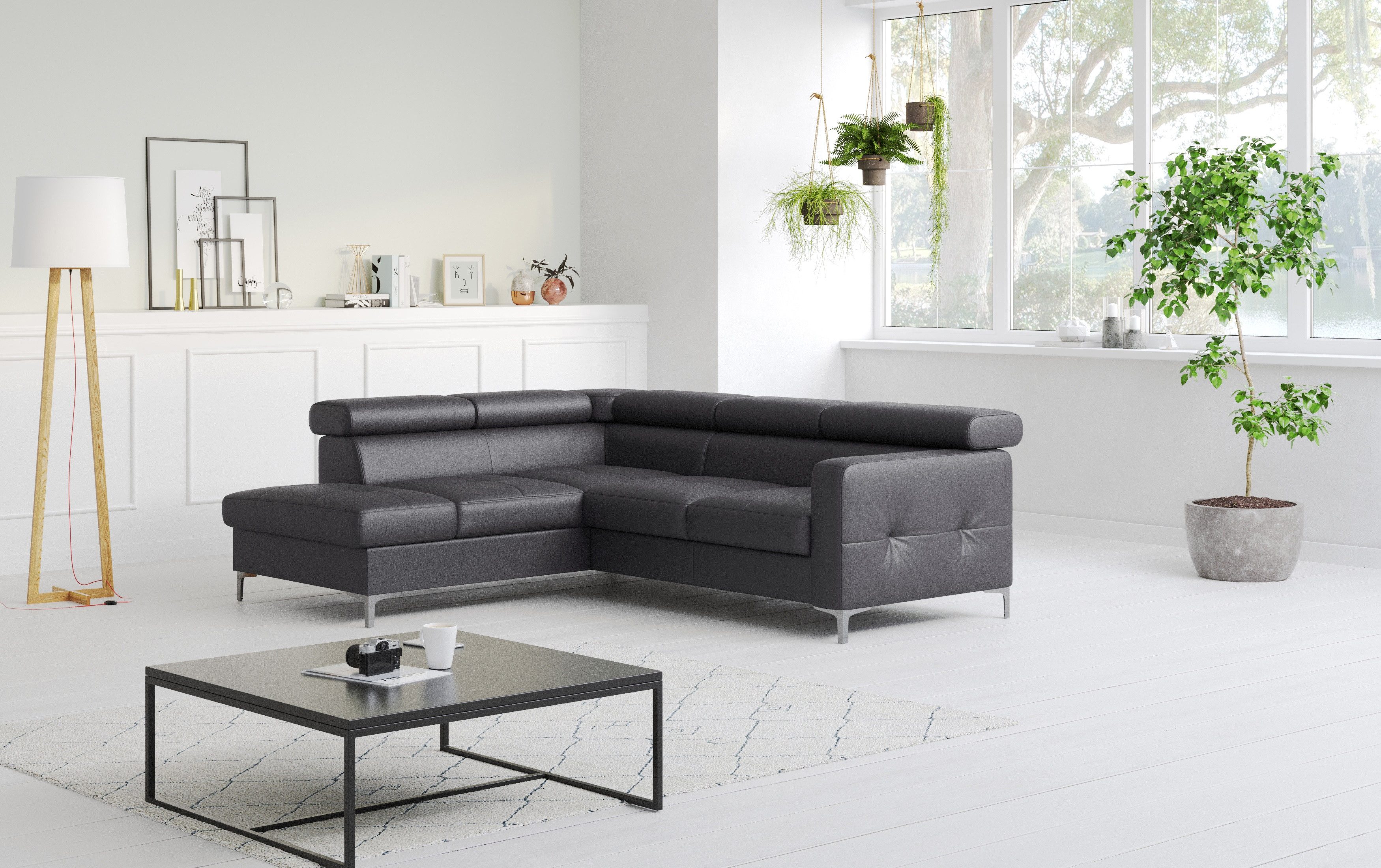 COTTA Ecksofa Sammy Echtleder, Echtleder mit Schlaffunktion und Bettkasten