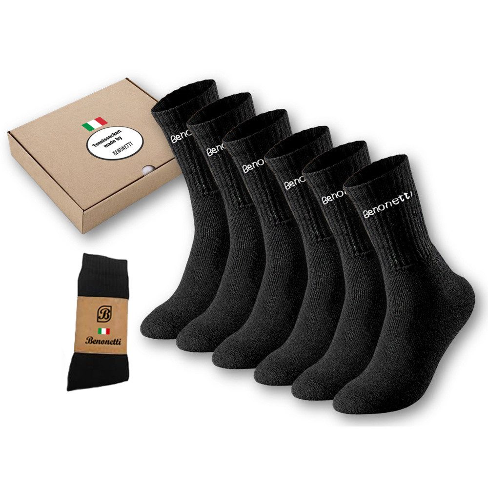 Benonetti Tennissocken für Herren & Damen - Unisex Sportsocken Baumwolle - Laufsocken (6-Paar) Robust & Langlebig - Optimale Kompression - verursacht keine Blasen