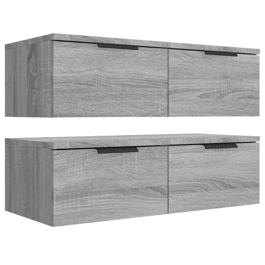 cm Wandschränke 2 Sonoma Grau vidaXL Regal 2-tlg. 68x30x20 Holzwerkstoff, Stk.