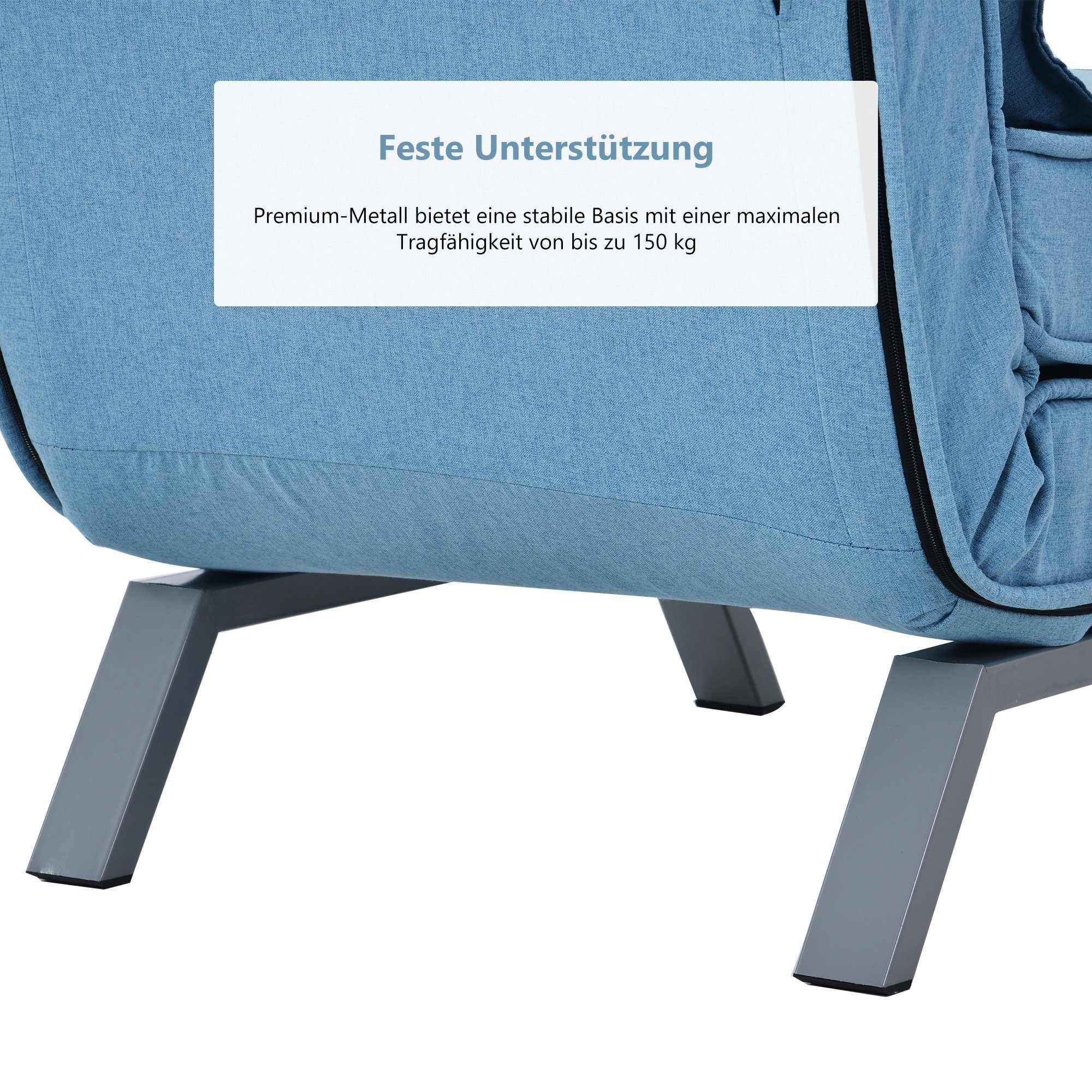 3-in-1-Funktionsschlafsofa 6-fach verstellbar Ulife Relaxsessel Blau