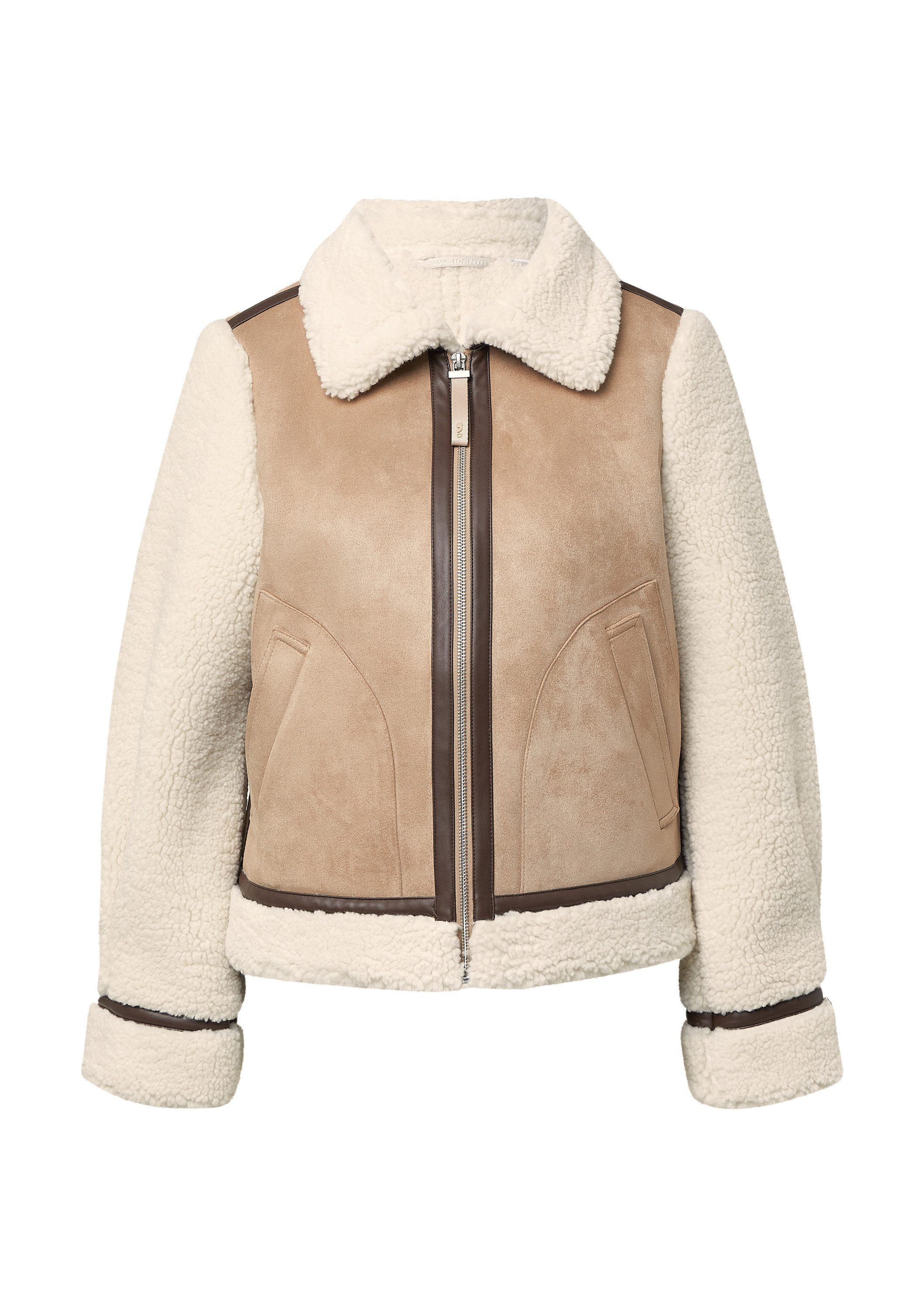 comma Funktionsjacke Outdoor-Jacke Kurze Jacke in Lammfelloptik