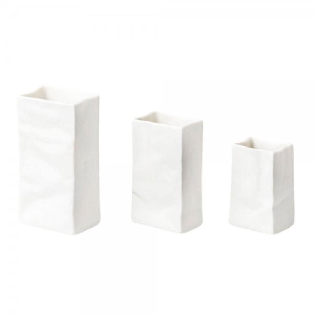 Räder Dekovase Design Minivasen-Set Porzellantüten Weiß (3-teilig)