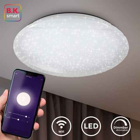 B.K.Licht LED Deckenleuchte, LED fest integriert, Neutralweiß, Tageslichtweiß, Warmweiß, Smart Home, Deckenlampe, Sternenlicht, Leuchte, dimmbar, 40W, WiFi