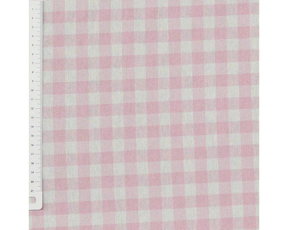 Thumbnail - SCHÖNER LEBEN. Stoff Dekostoff Dobby Landhausstoff Meterware kariert rosa weiß 1,40m