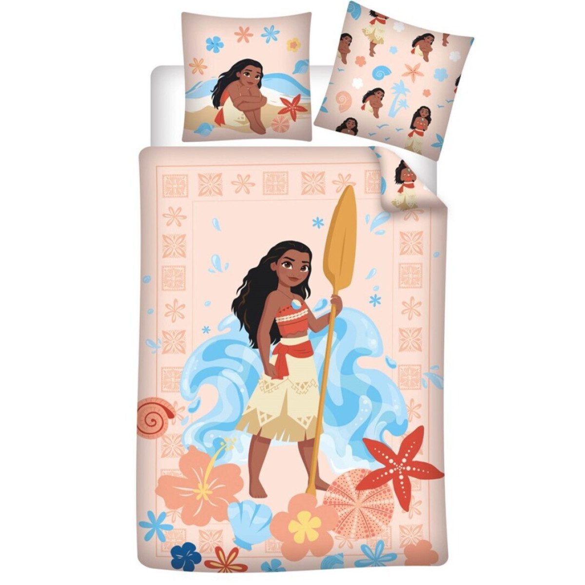 Aymax sprl Bettwäsche Disney Vaiana Bettwäsche 140x200 + Kissen 65x65 cm Bettset Polycotton