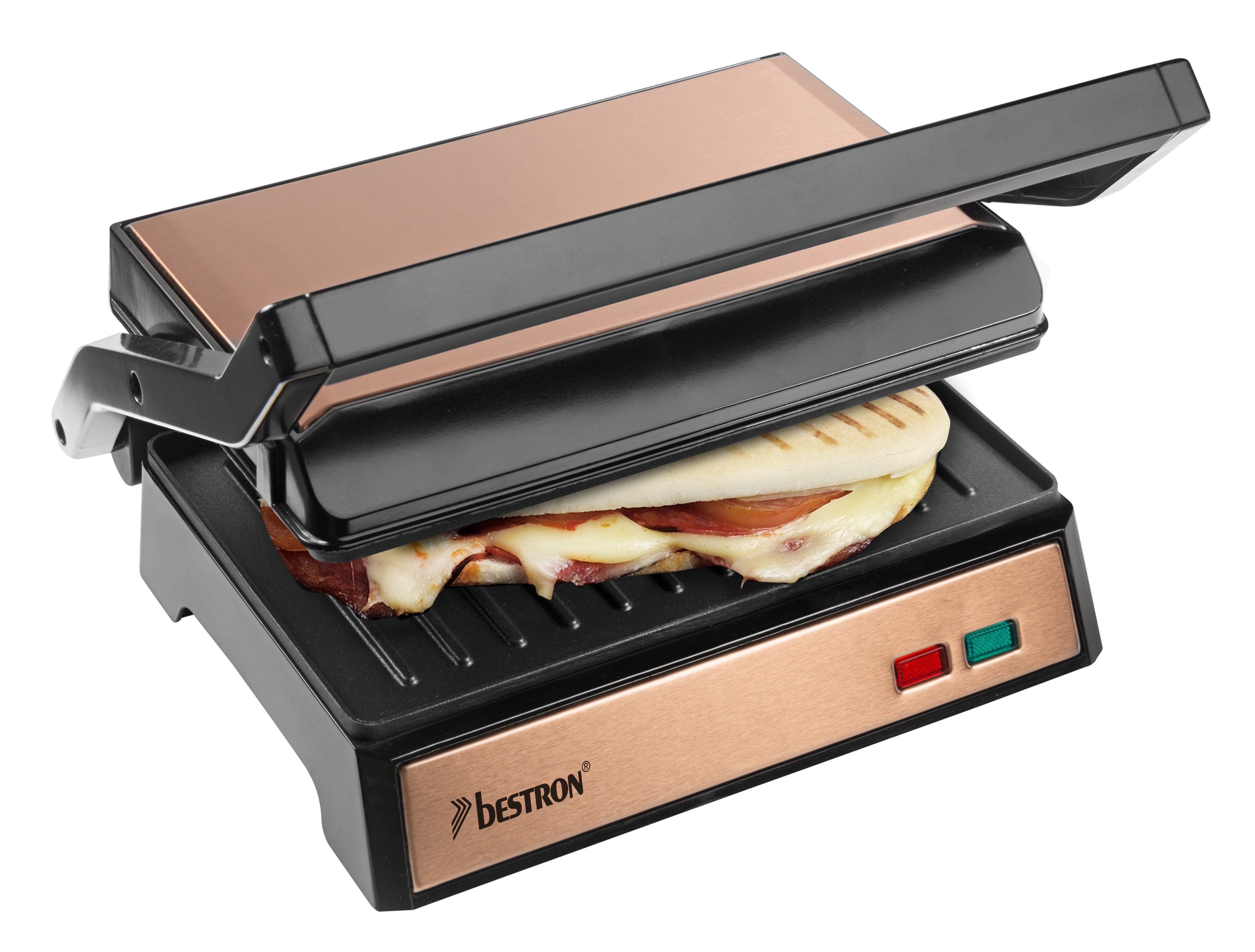 bestron Kontaktgrill APM124, 1000 W, 180° aufklappbar mit Fettauffangschale