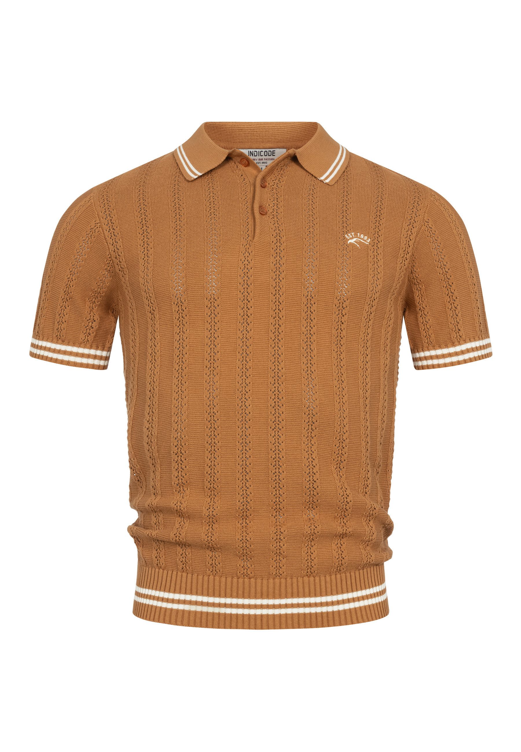 Indicode Poloshirt Herren INLuner Polo- Sommershirt Strick-Polo aus Baumwolle mit Jacquard-Struktur
