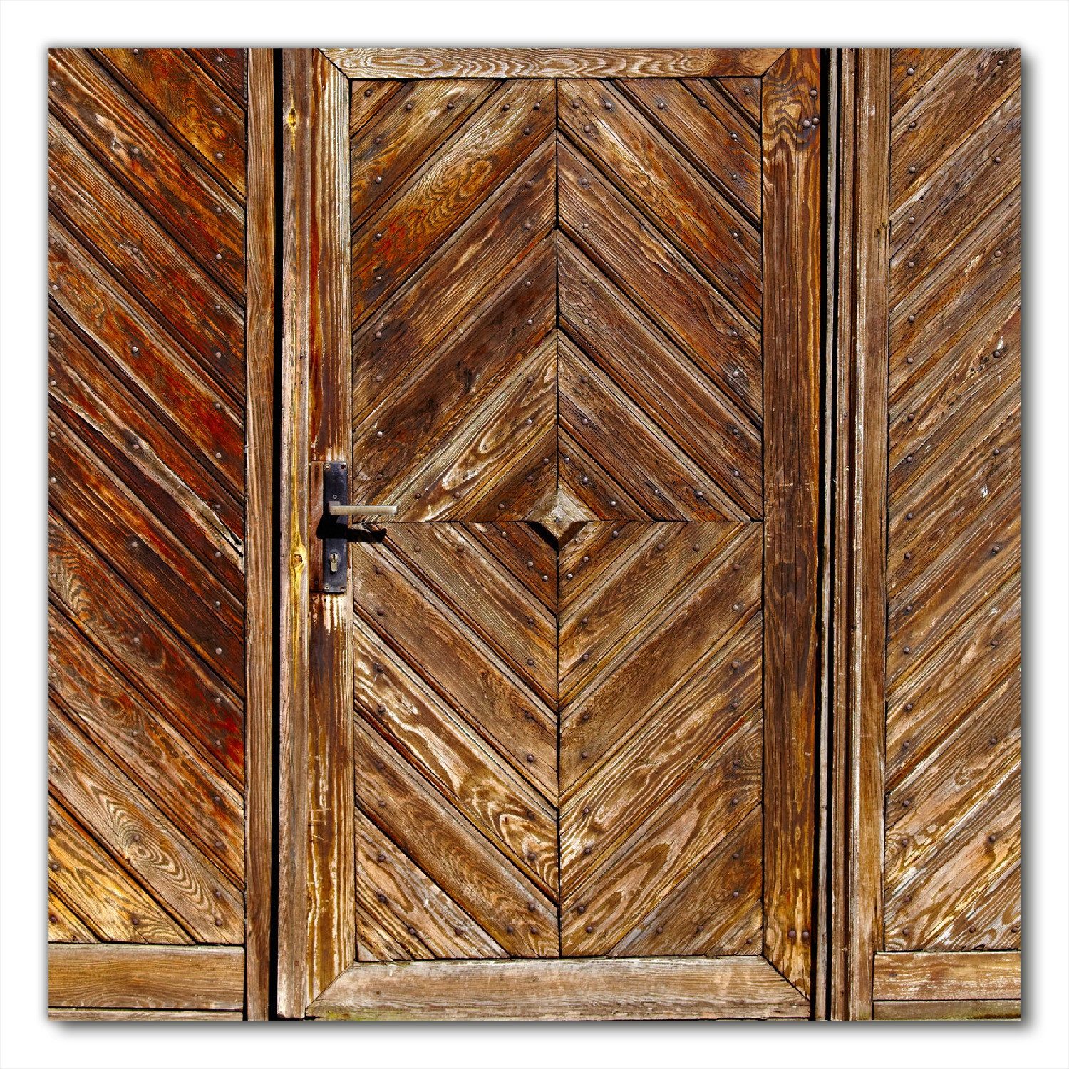 Wallario Möbelfolie Alte Holztür mit diagonalem Muster