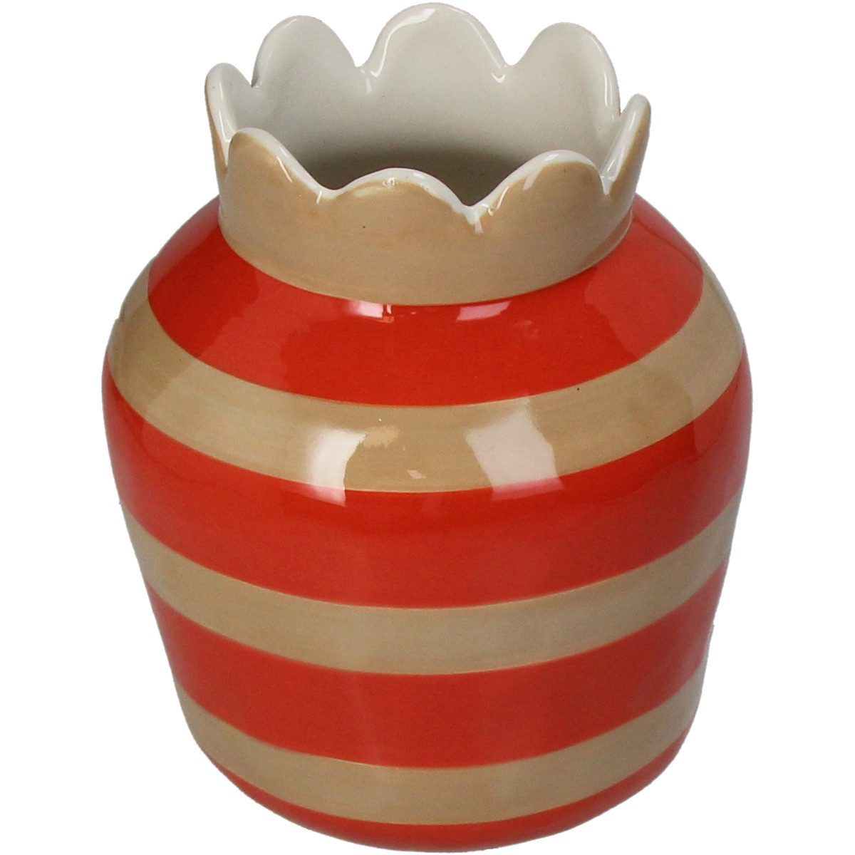 Kersten BV Dekovase Orange und Braun Gestreift (1 St), 14.3 x 14.3 x 17.5 cm