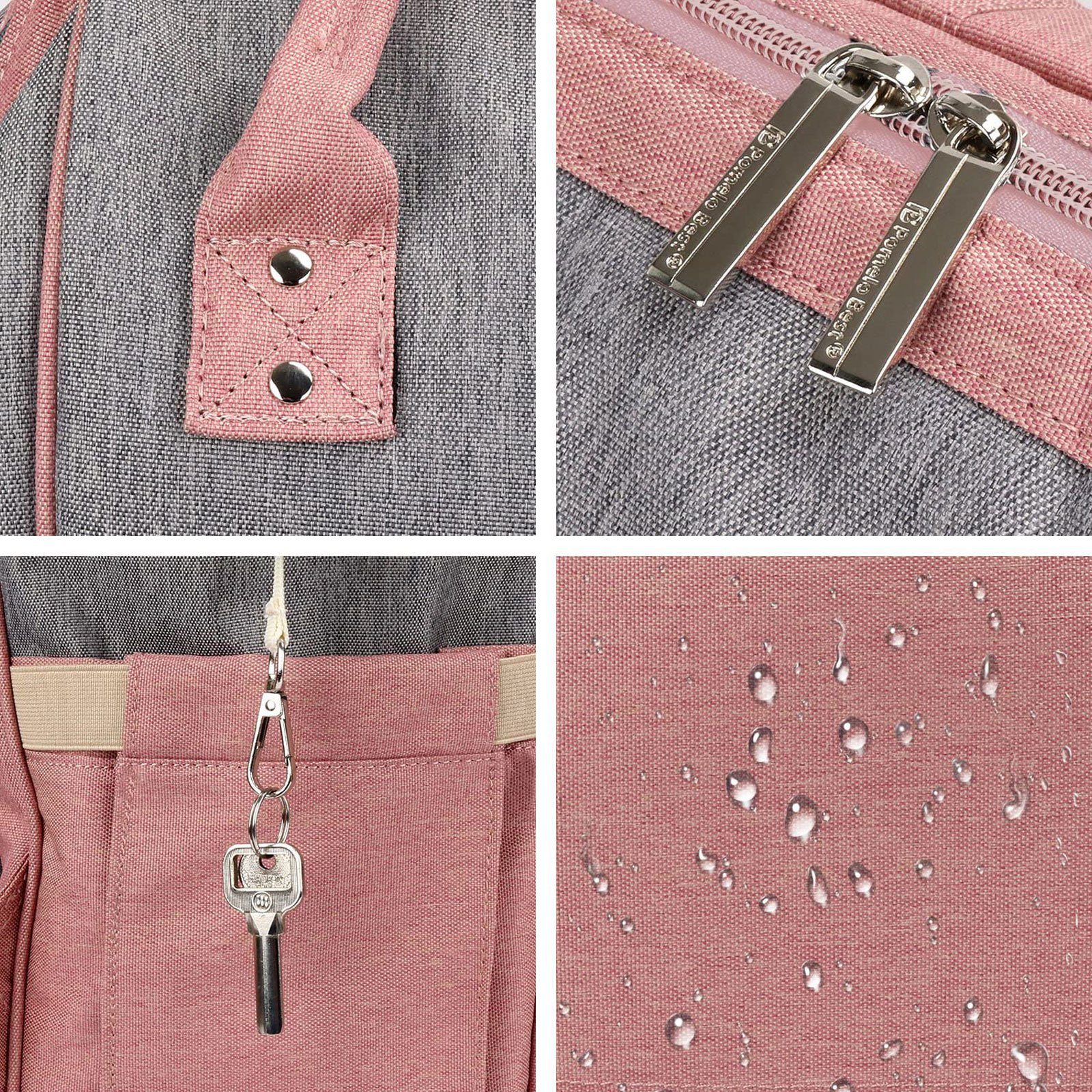 OKWISH Wickelrucksack Wickeltasche wasserabweisend Multifunktions-Babytaschen (Windeln Babyflasche Milchfläsche Rucksack Tasche mit Flaschenhalter, für Mama und Papa unterwegs), mit tragbarer mobiler Wickelauflage Schnullerhalter Kinderwagengurte