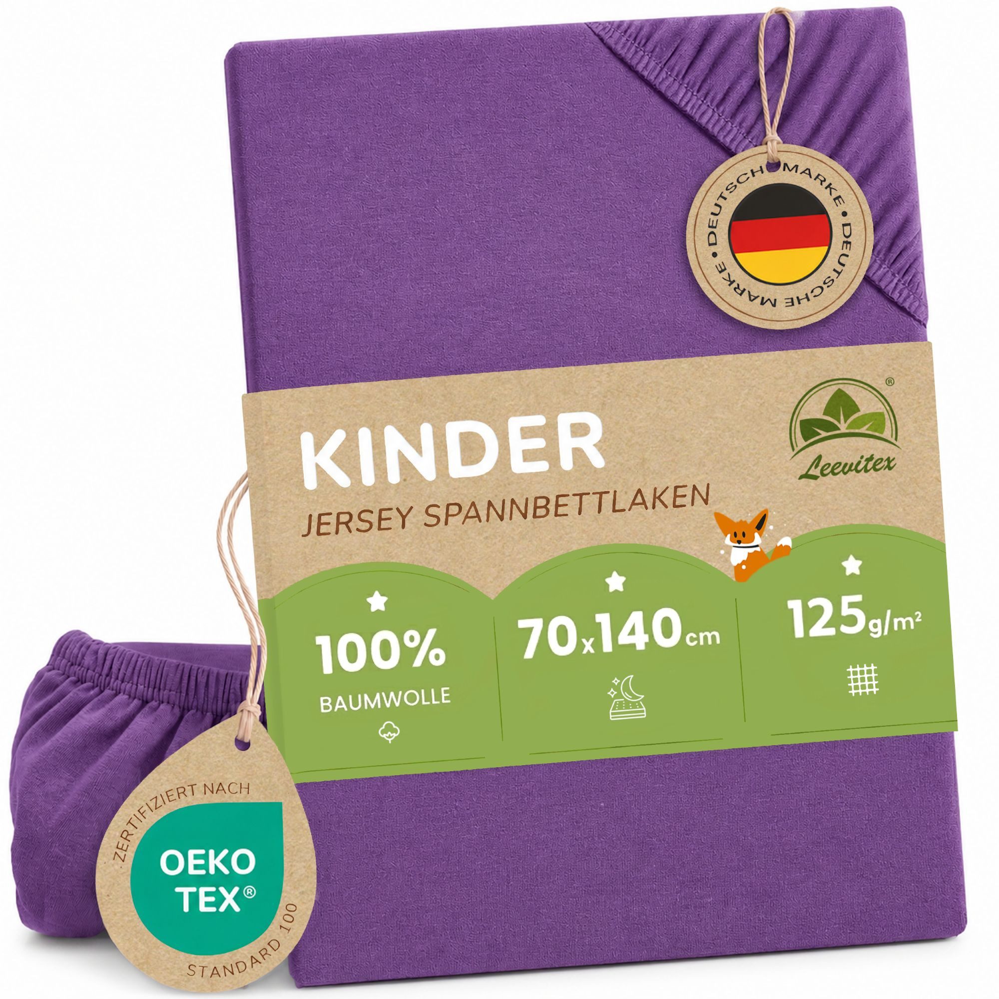 leevitex® Spannbettlaken in verschiedenen Größen und Farben, Jersey aus 100% Baumwolle, Jersey, Gummizug: rundum, (1 Stück), für Kinder- & Standardmatratzen, OEKO-TEX® STANDARD 100 zertifiziert