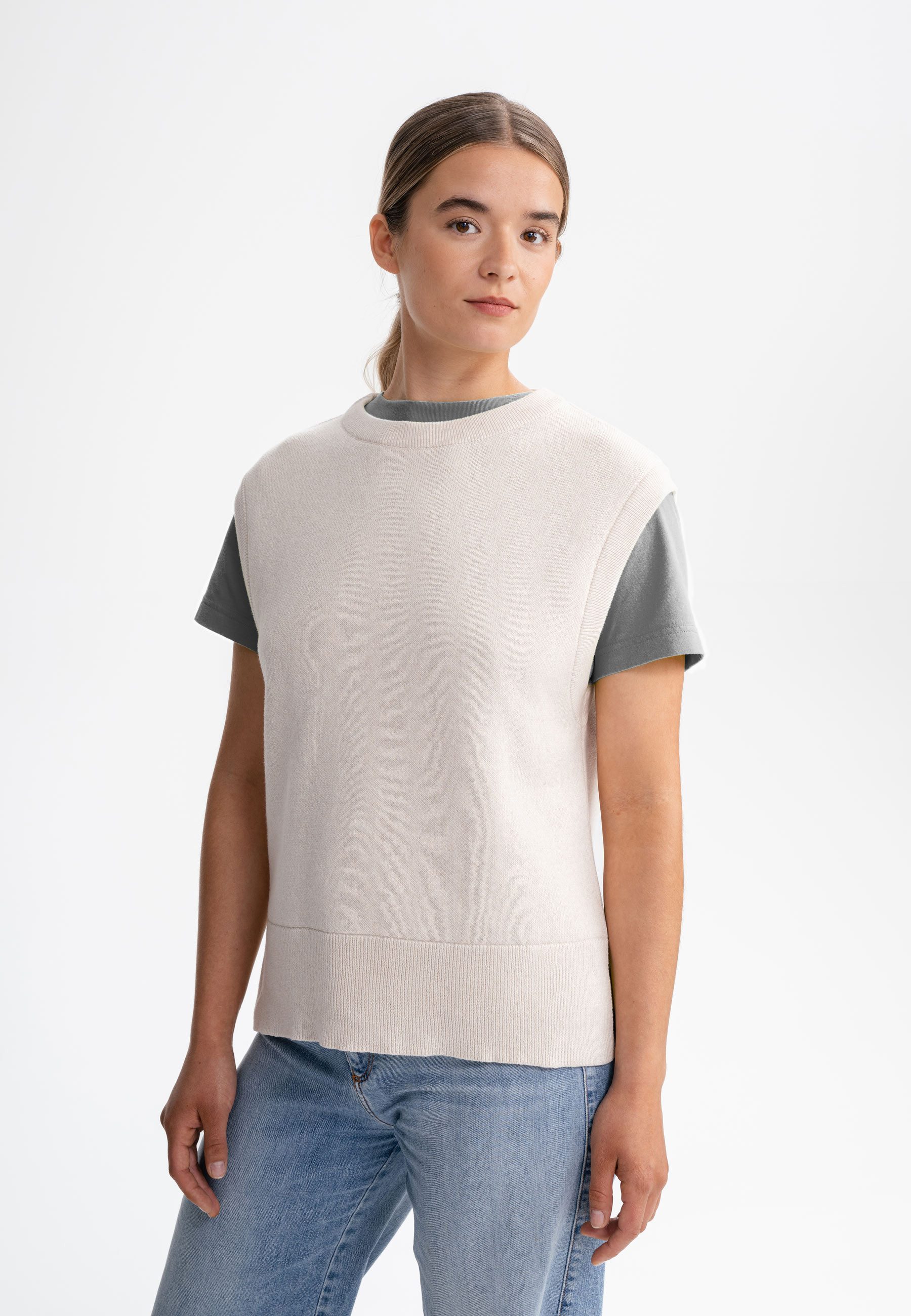 MELA Pullunder Jacquard Strick Pullunder Style JAMUNA Weicher Jacquard Strick