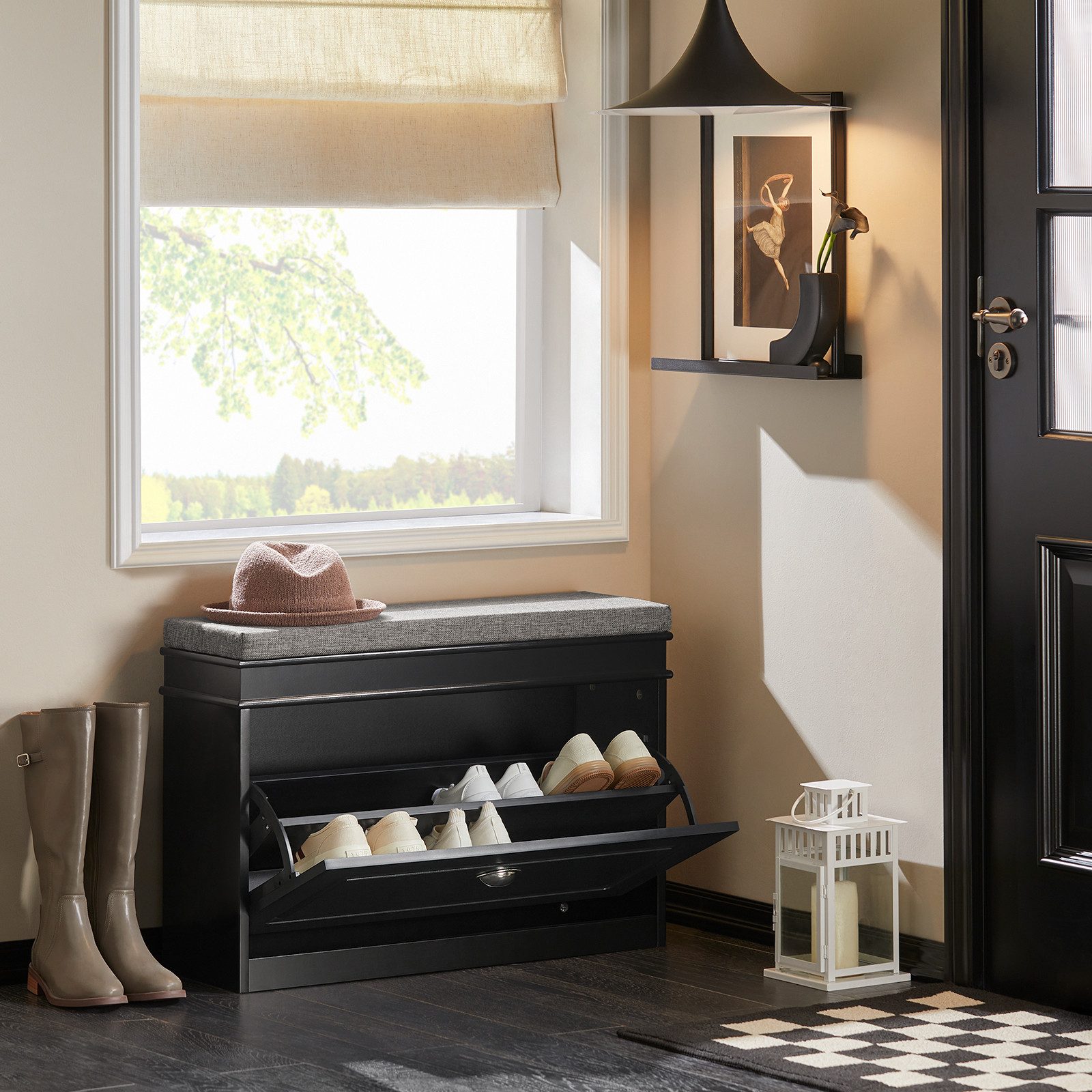 SoBuy Schuhkipper FSR82, Schuhregal schmal, Sitzbank mit Stauraum, Flur, Sc günstig online kaufen
