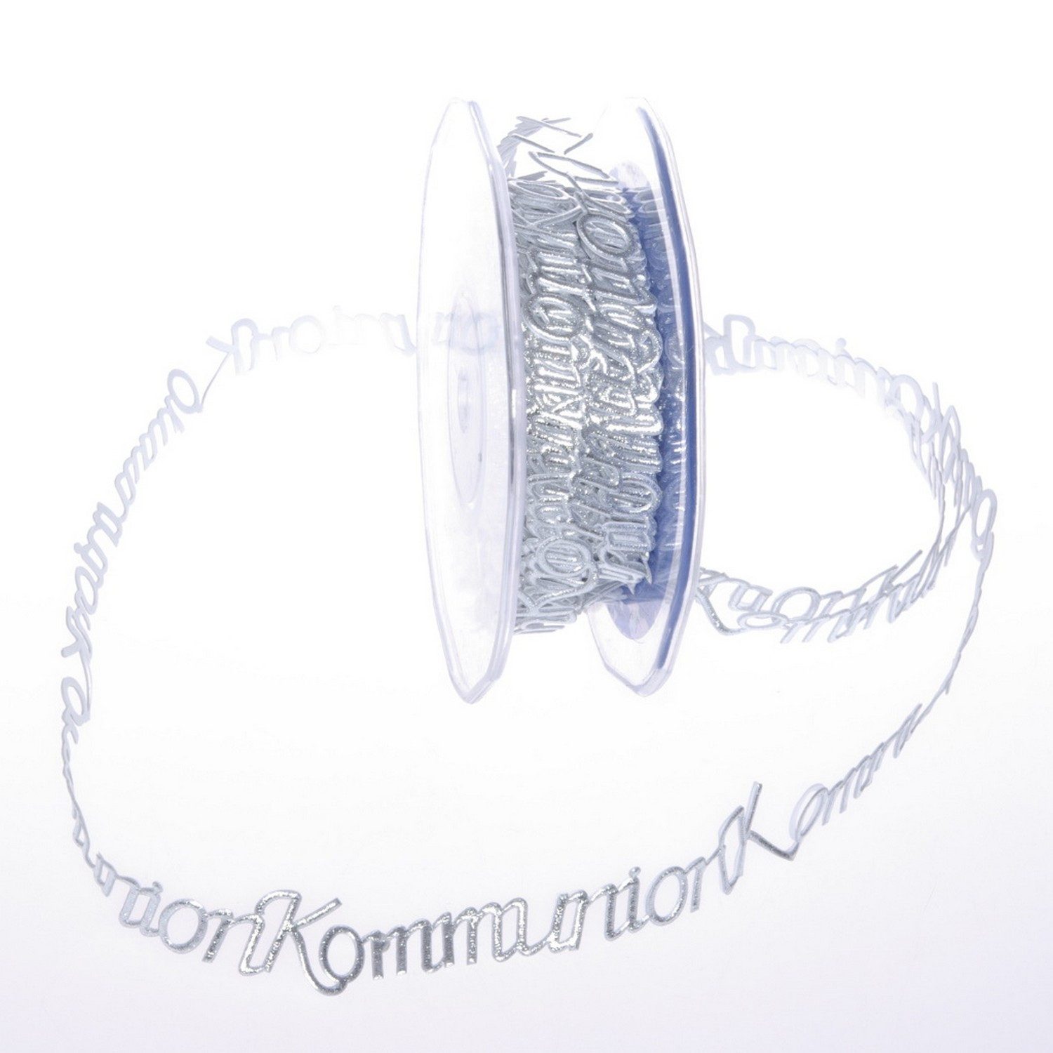 Deko AS Bastelband SeKleBo® - Selbstklebende Bordüre "Kommunion" Silber - 15mm 10m